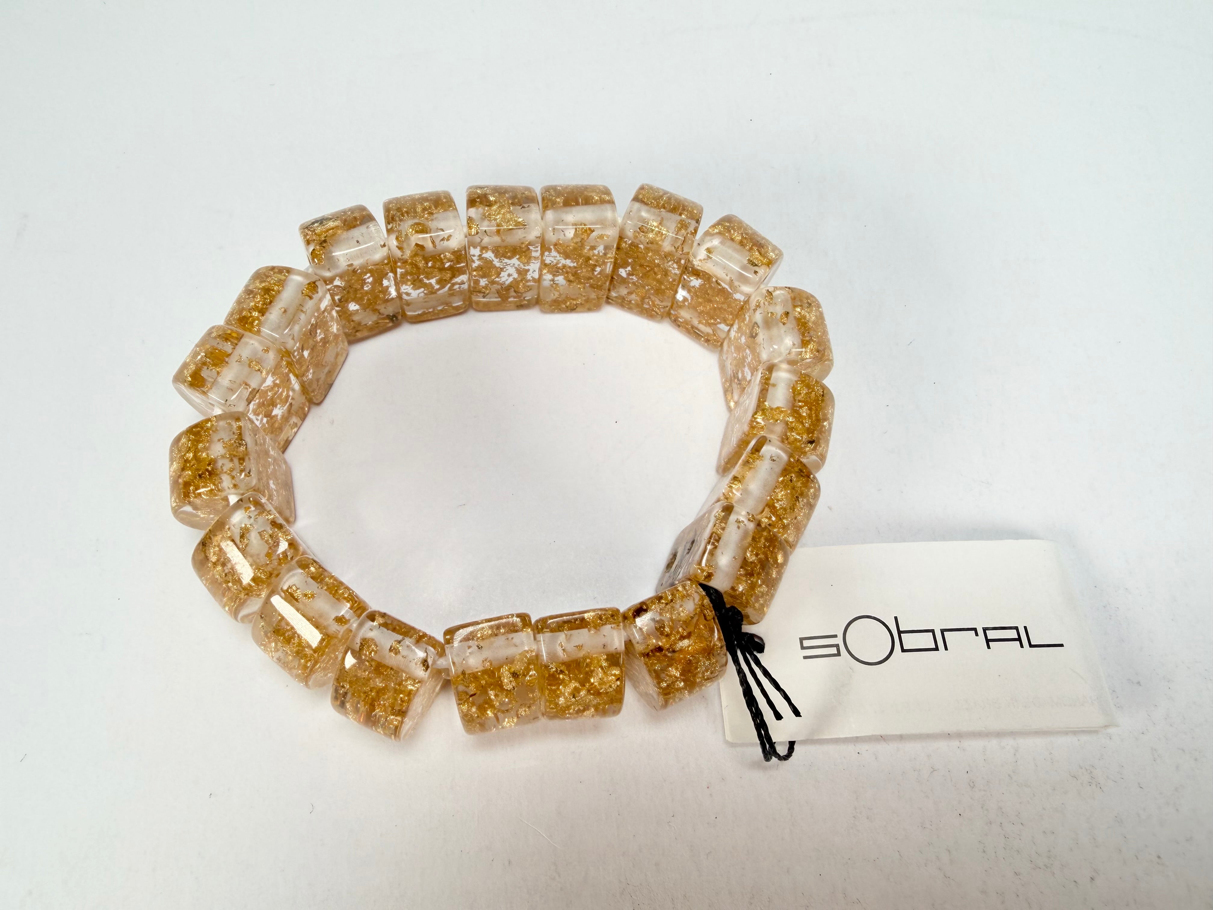 Sobral - Metalique "Small Squares" Elasticated Bracelet ( 003810 )