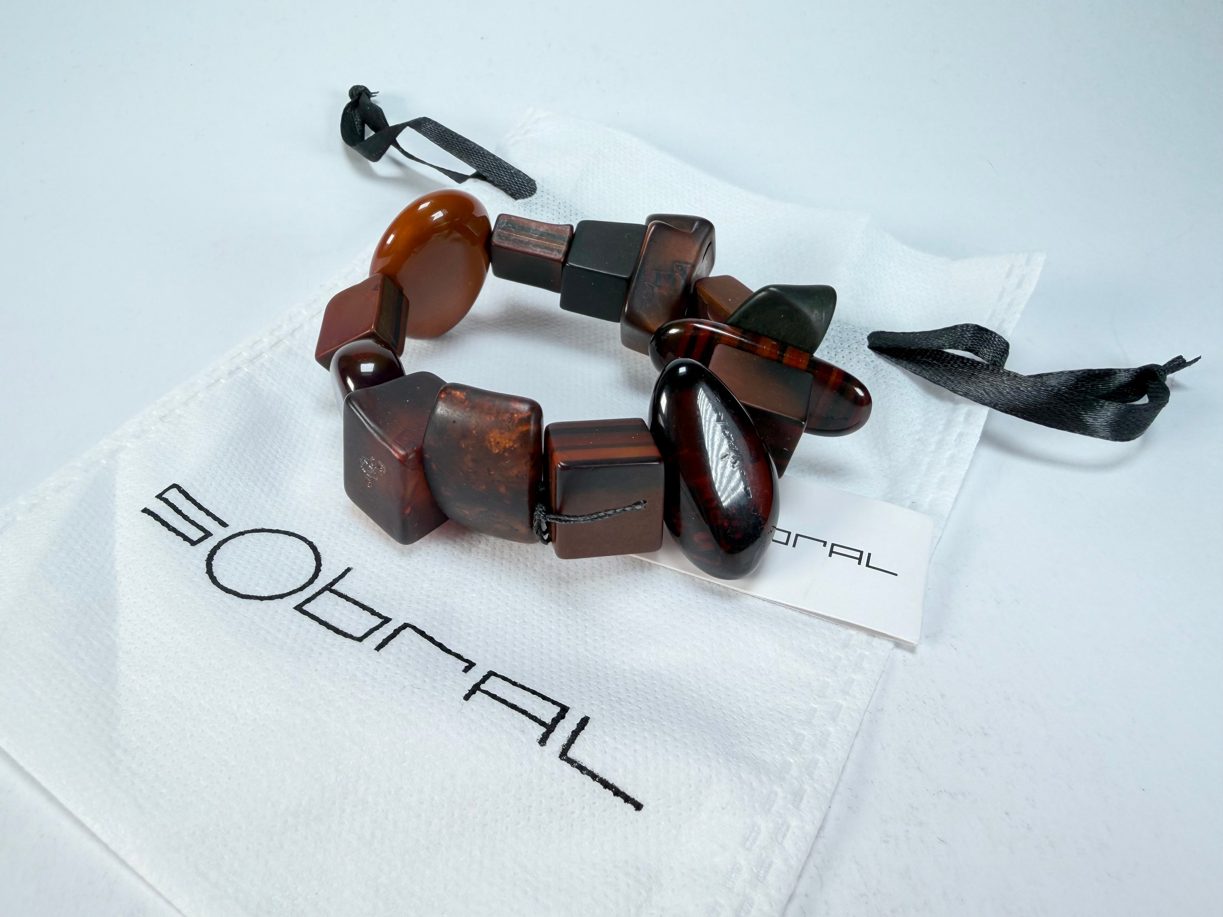 Sobral - Indiana "Marron" Brown Mix Elasticated Resin Bracelet ( 000210 )