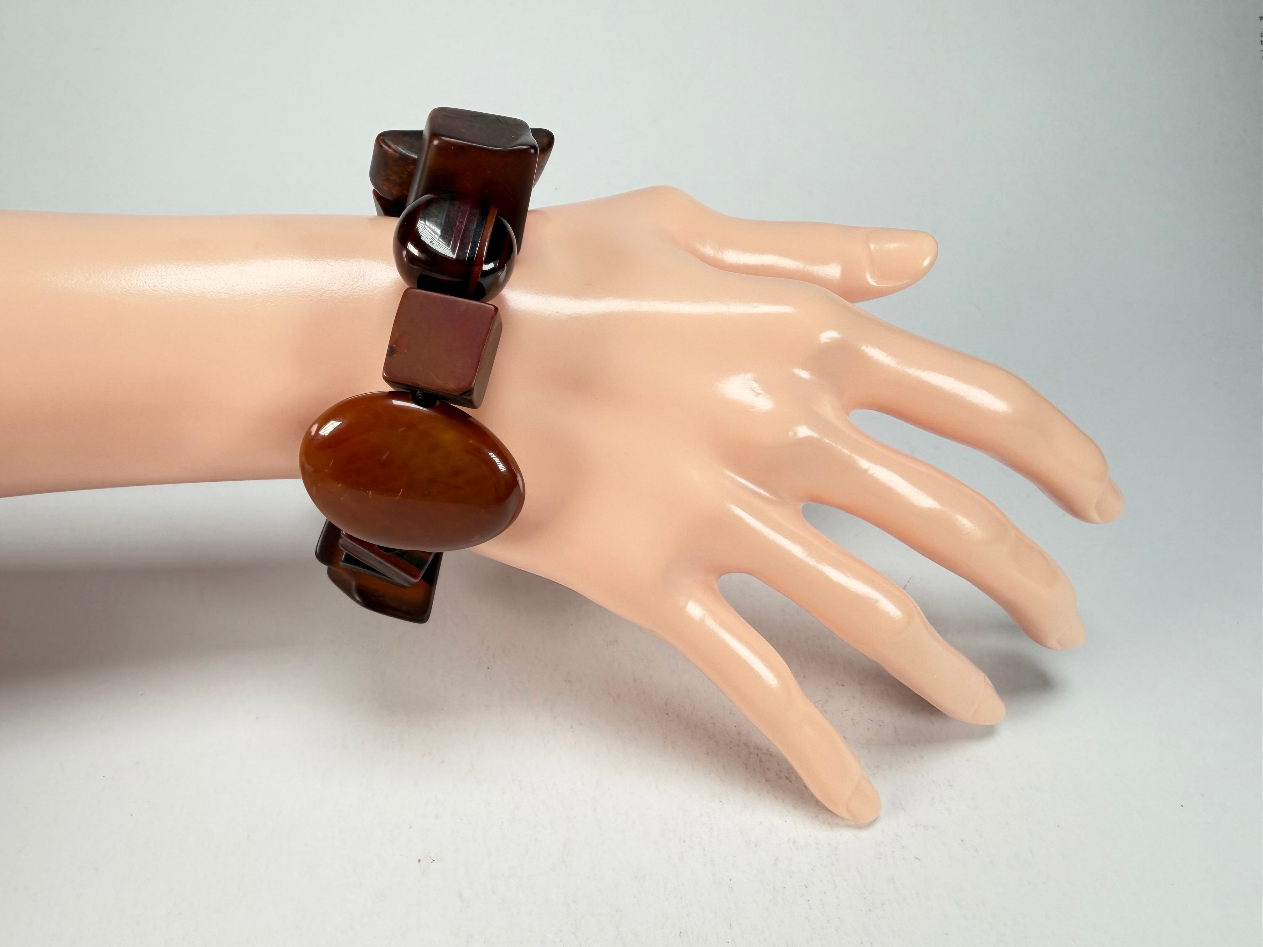 Sobral - Indiana "Marron" Brown Mix Elasticated Resin Bracelet ( 000210 )