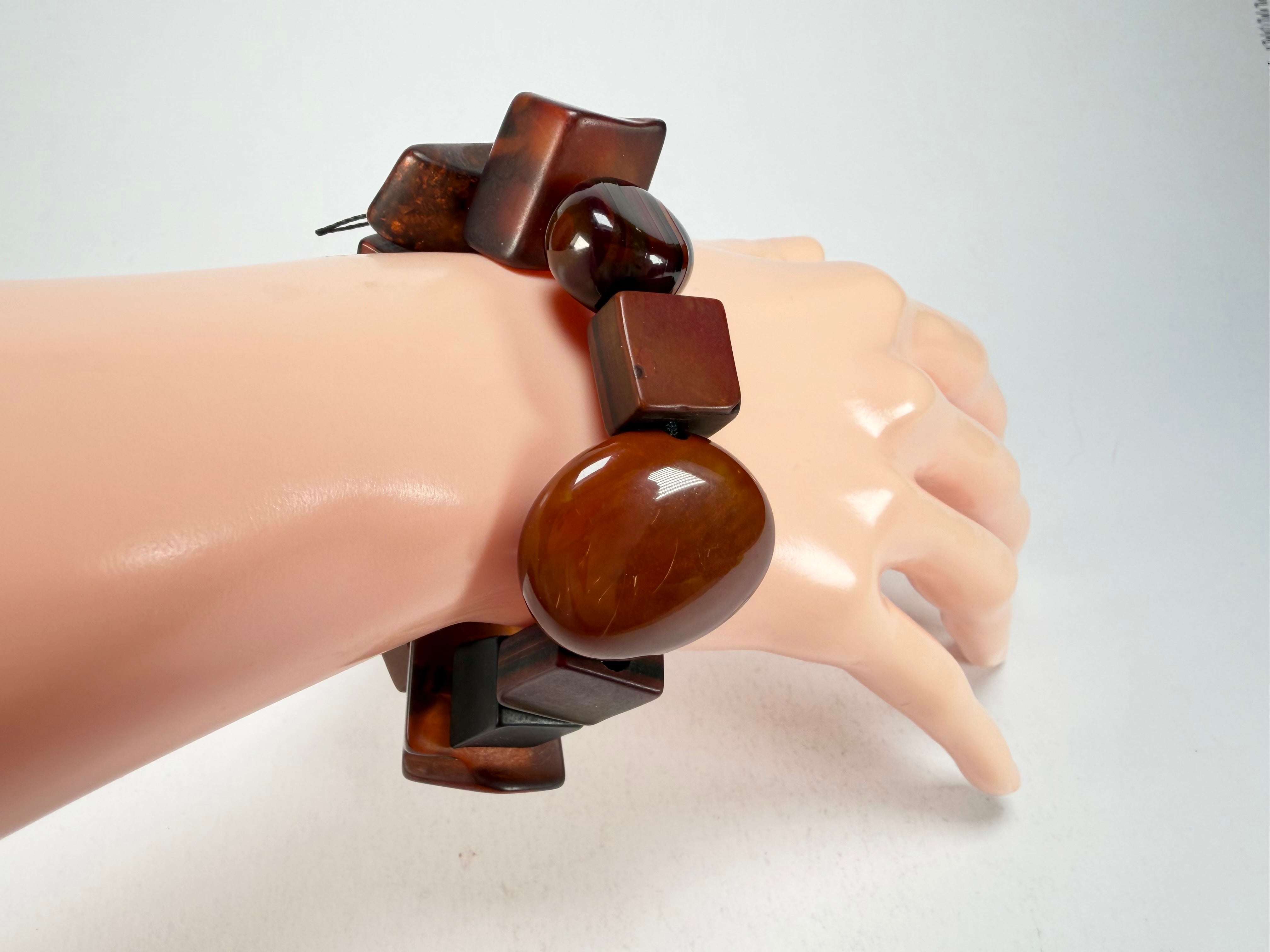 Sobral - Indiana "Marron" Brown Mix Elasticated Resin Bracelet ( 000210 )