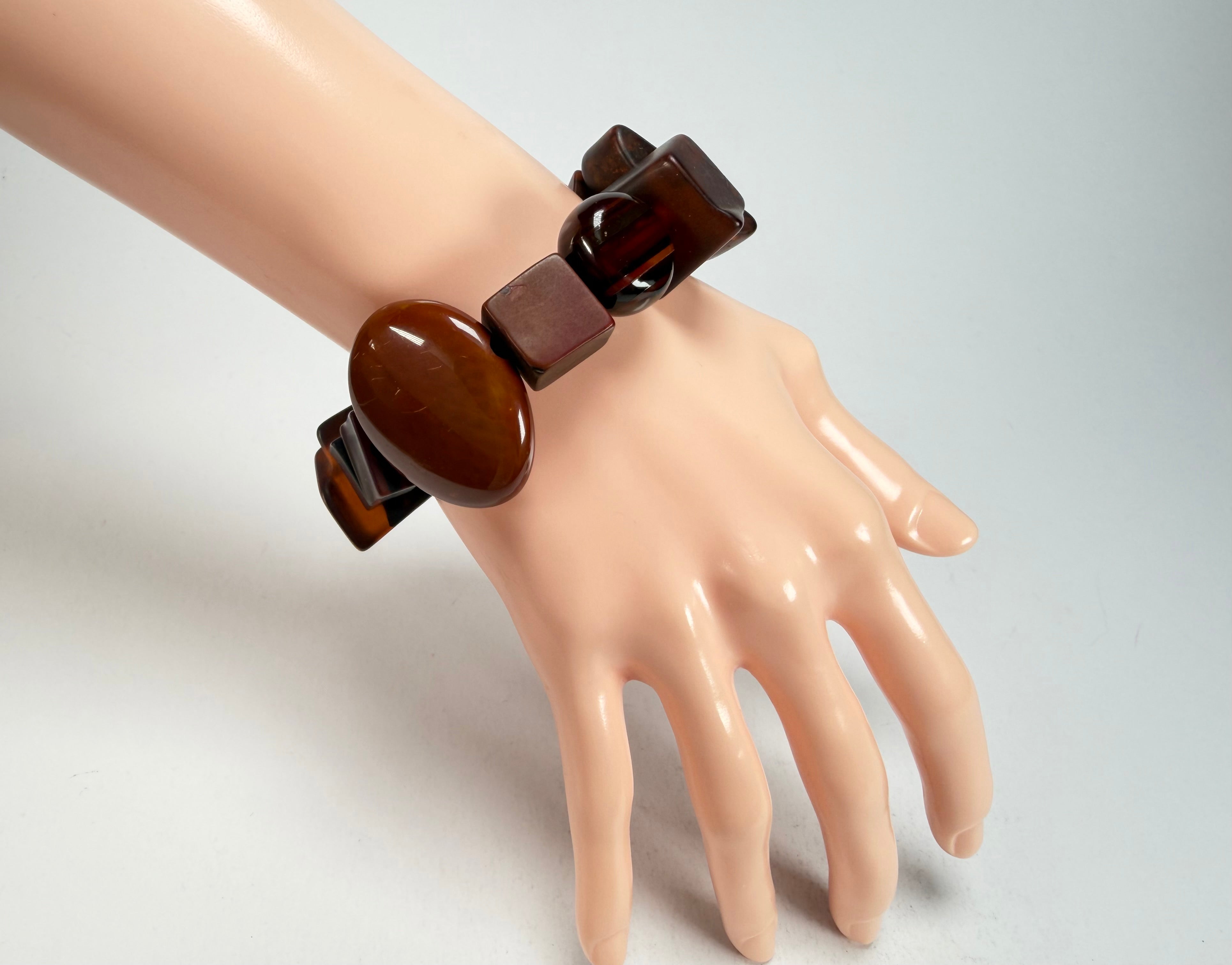 Sobral - Indiana "Marron" Brown Mix Elasticated Resin Bracelet ( 000210 )