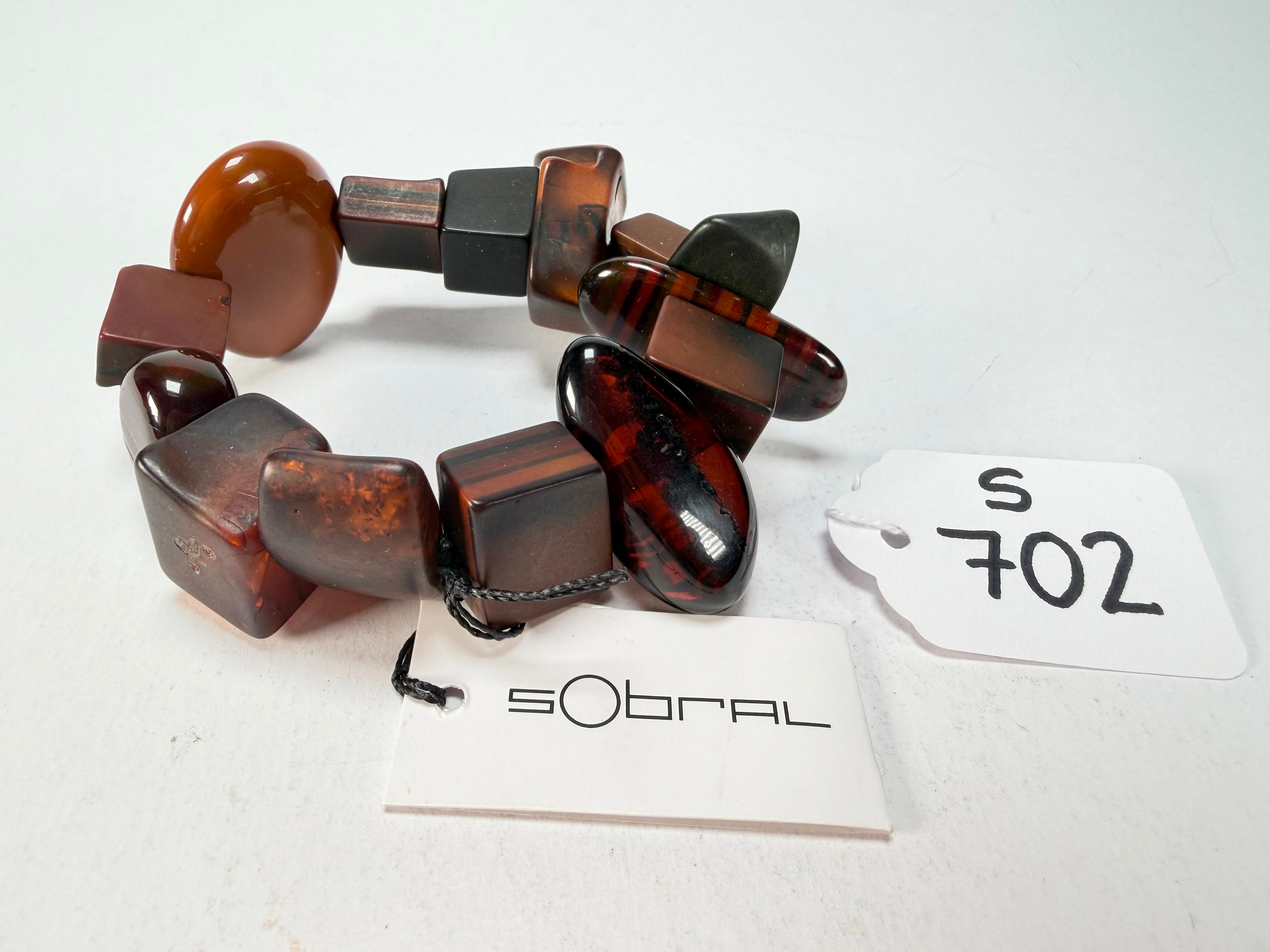Sobral - Indiana "Marron" Brown Mix Elasticated Resin Bracelet ( 000210 )