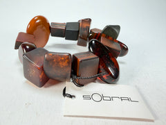 Sobral - Indiana "Marron" Brown Mix Elasticated Resin Bracelet ( 000210 )