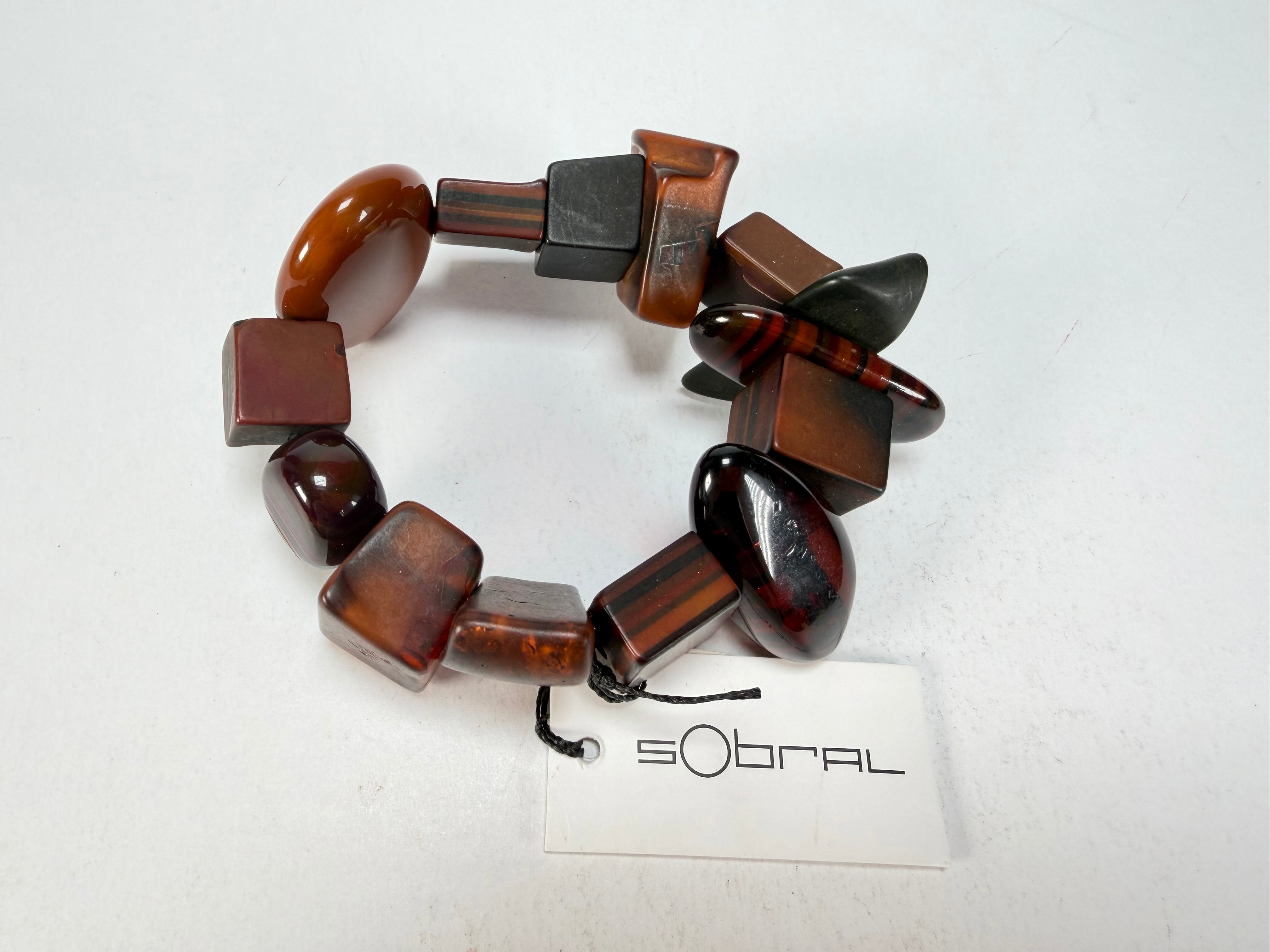 Sobral - Indiana "Marron" Brown Mix Elasticated Resin Bracelet ( 000210 )