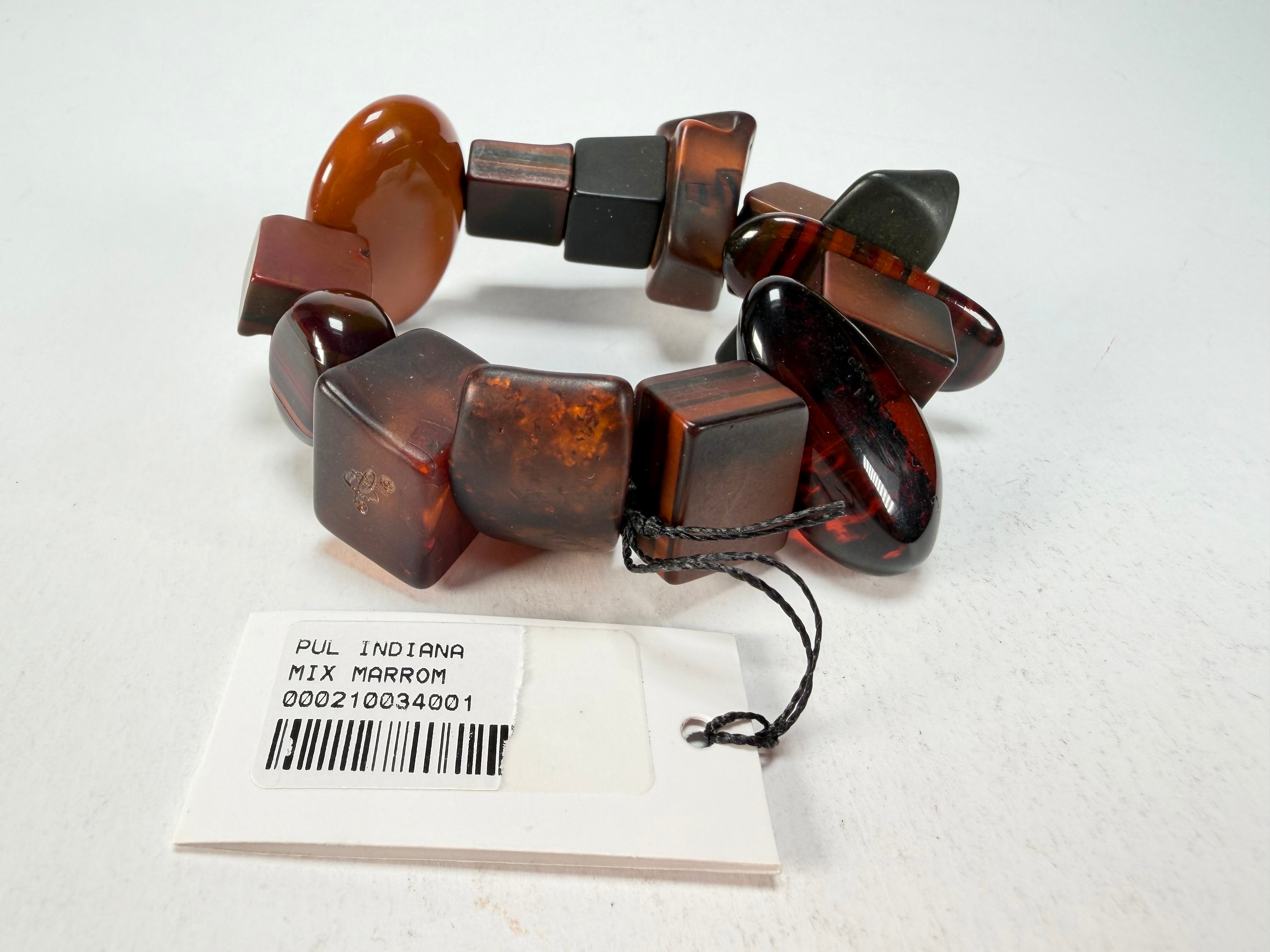 Sobral - Indiana "Marron" Brown Mix Elasticated Resin Bracelet ( 000210 )