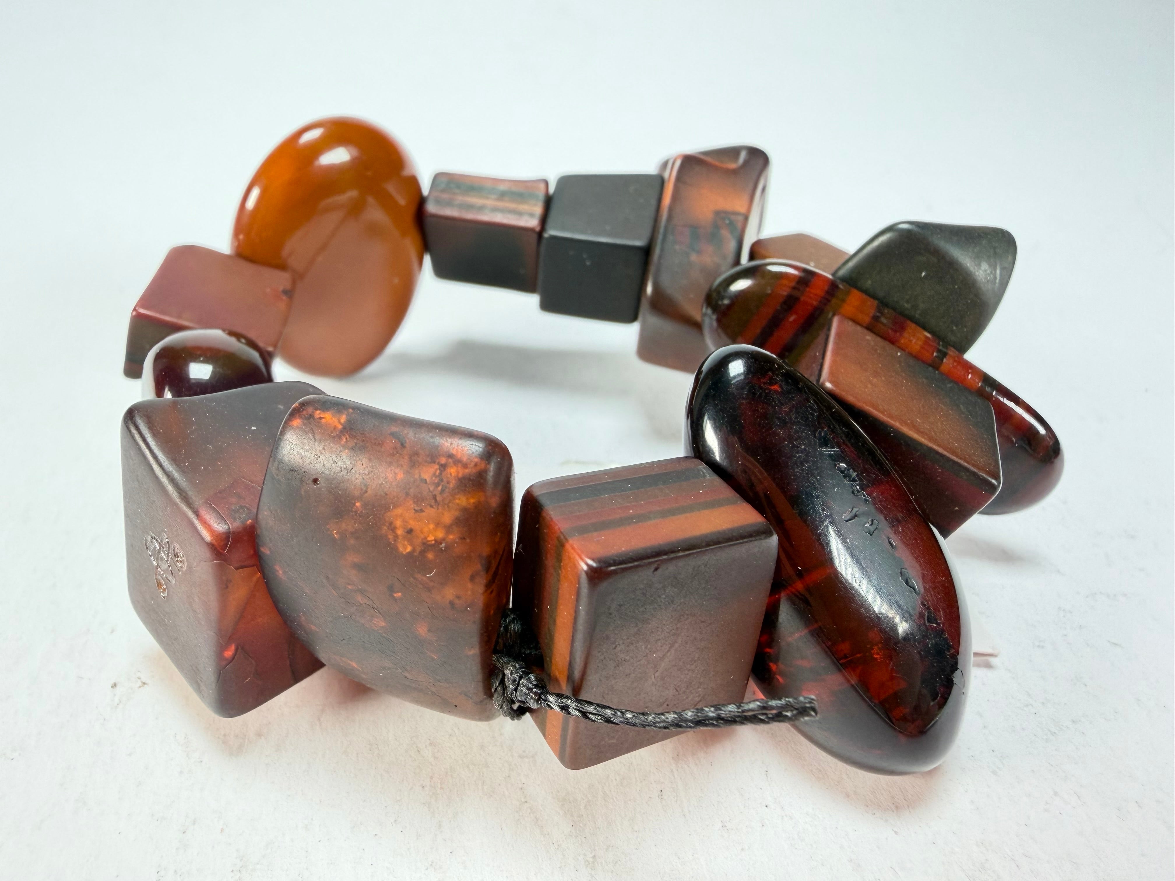 Sobral - Indiana "Marron" Brown Mix Elasticated Resin Bracelet ( 000210 )