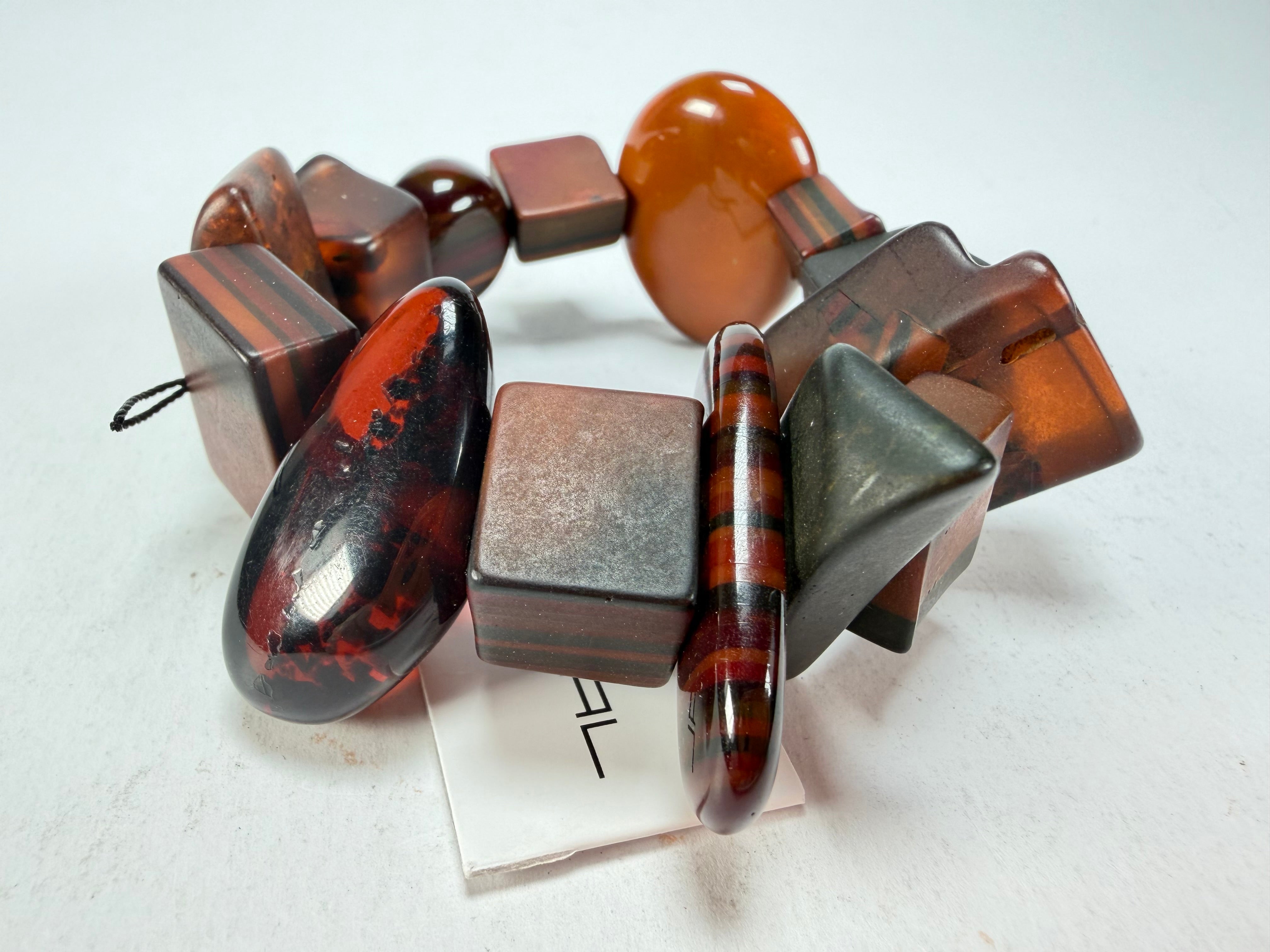 Sobral - Indiana "Marron" Brown Mix Elasticated Resin Bracelet ( 000210 )