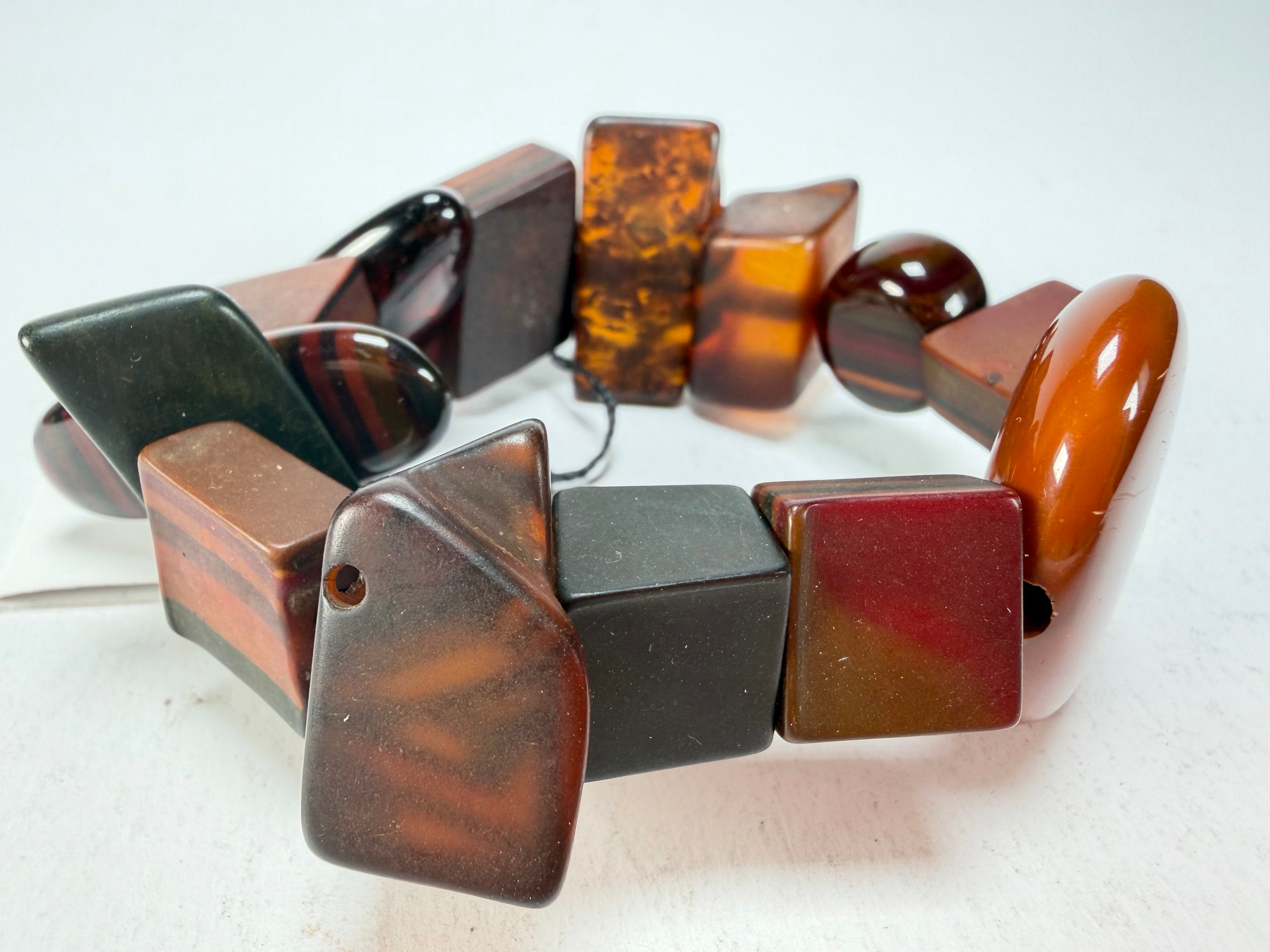 Sobral - Indiana "Marron" Brown Mix Elasticated Resin Bracelet ( 000210 )