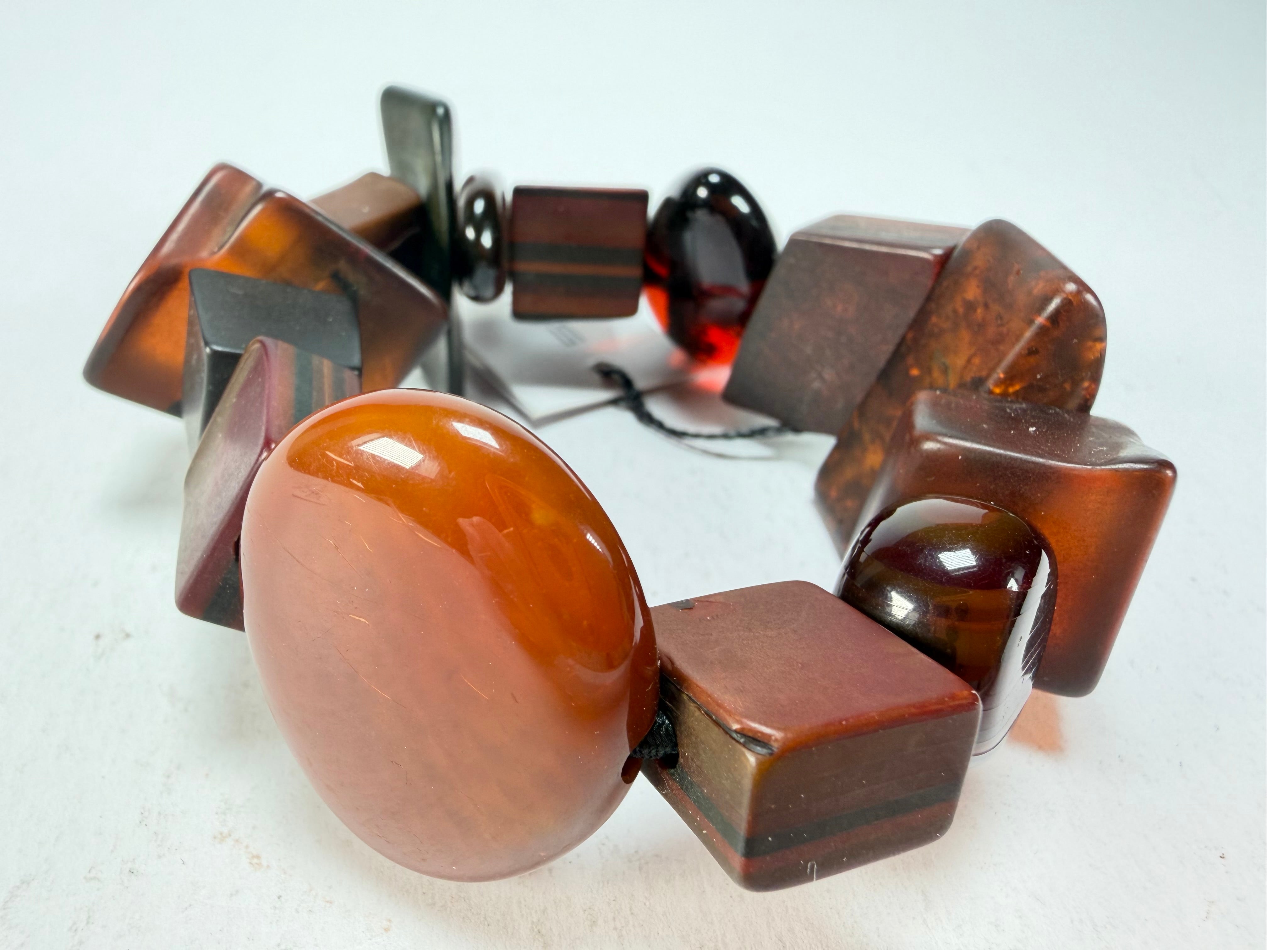Sobral - Indiana "Marron" Brown Mix Elasticated Resin Bracelet ( 000210 )