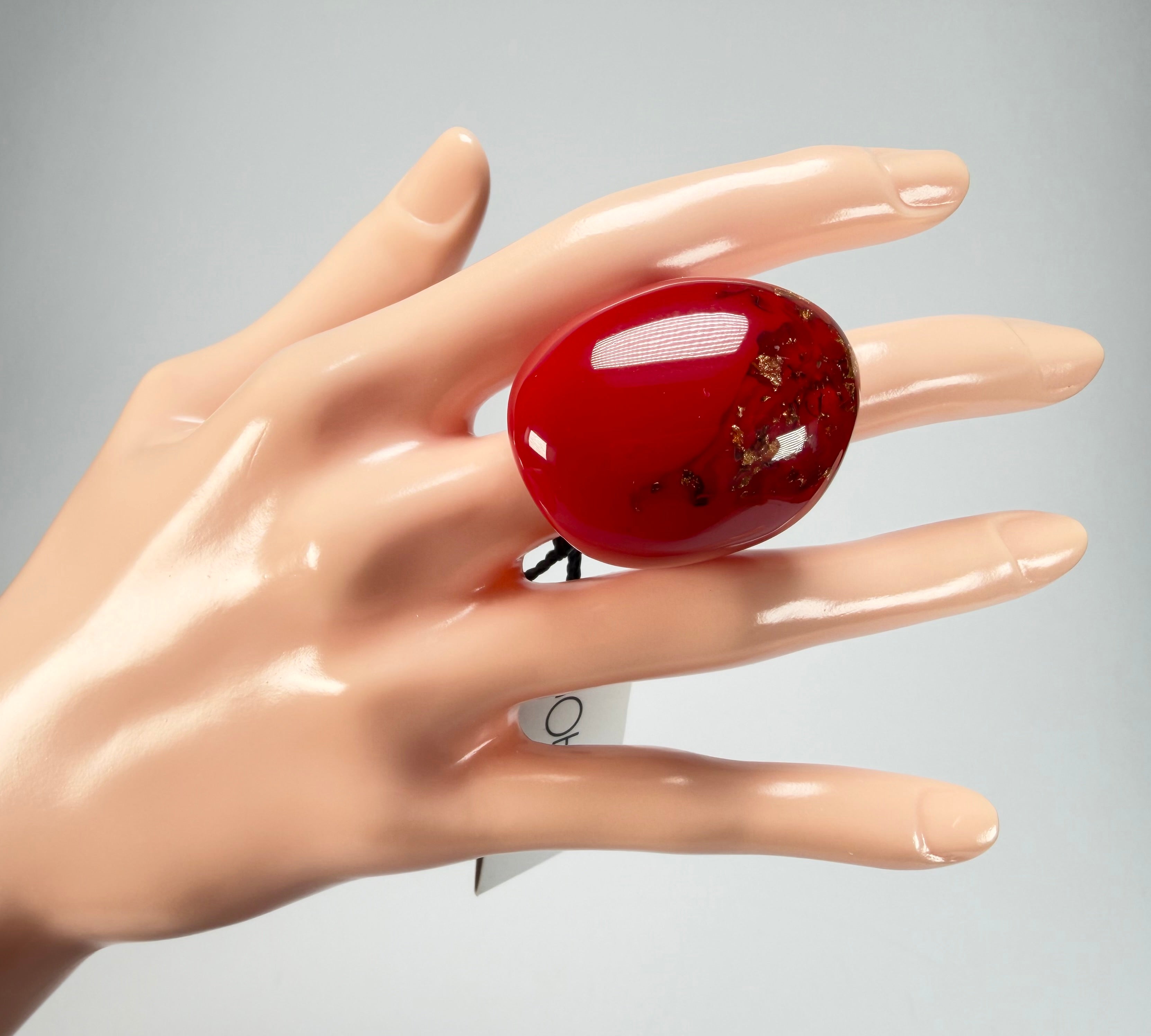 Sobral - Metalique Orlando "Super" Red Resin Ring ( 004337 ) - Size UK P / US 7.5