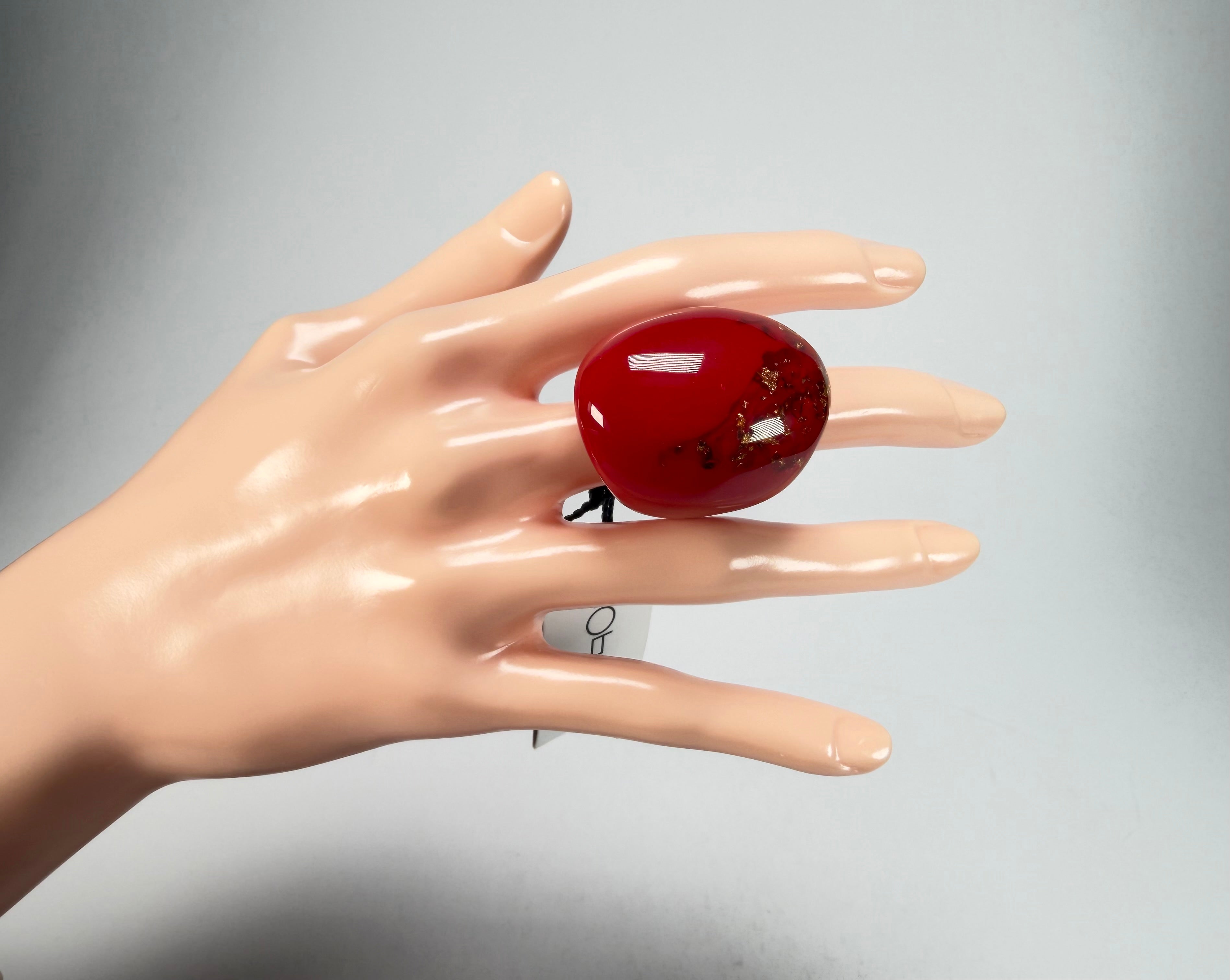 Sobral - Metalique Orlando "Super" Red Resin Ring ( 004337 ) - Size UK P / US 7.5