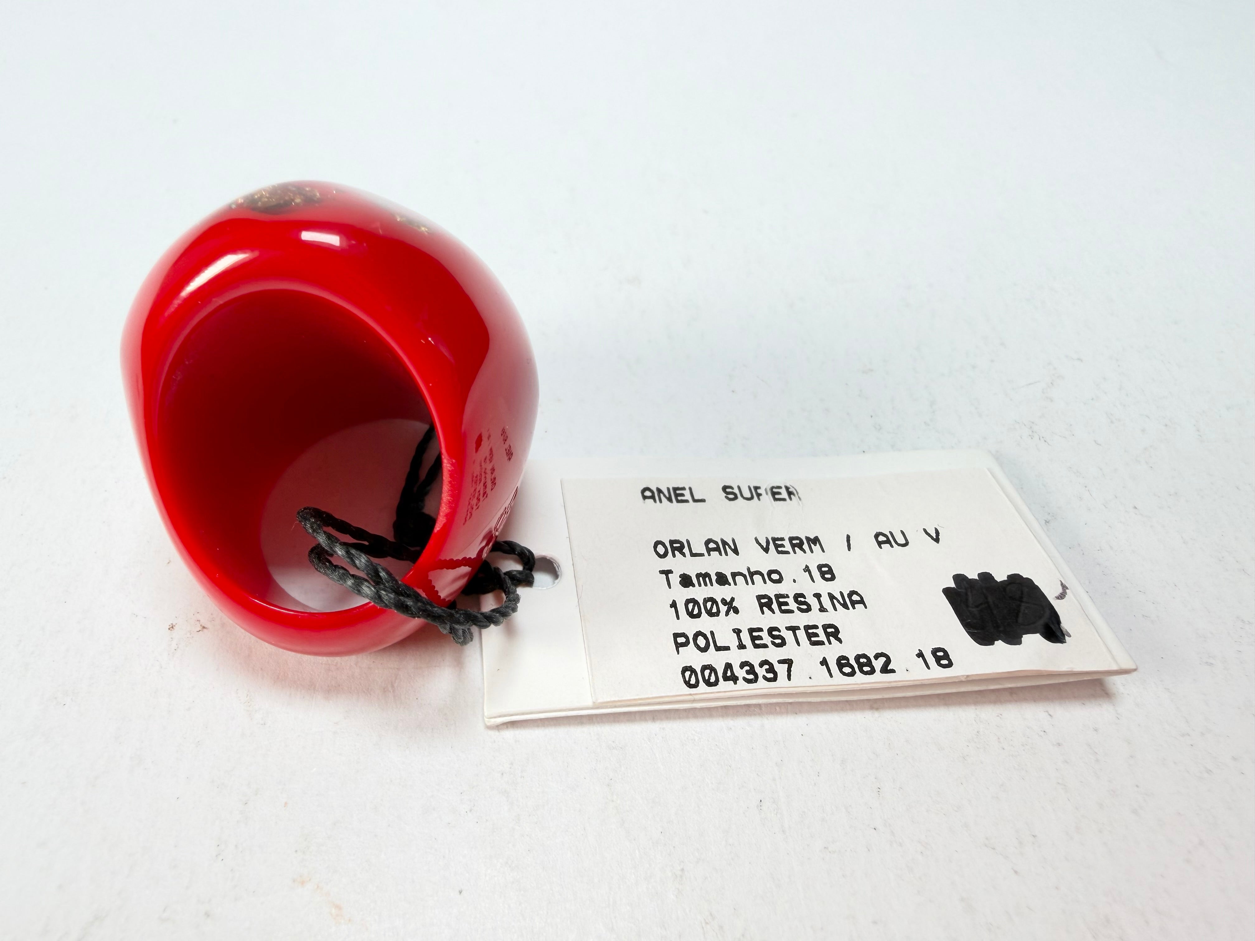 Sobral - Metalique Orlando "Super" Red Resin Ring ( 004337 ) - Size UK P / US 7.5