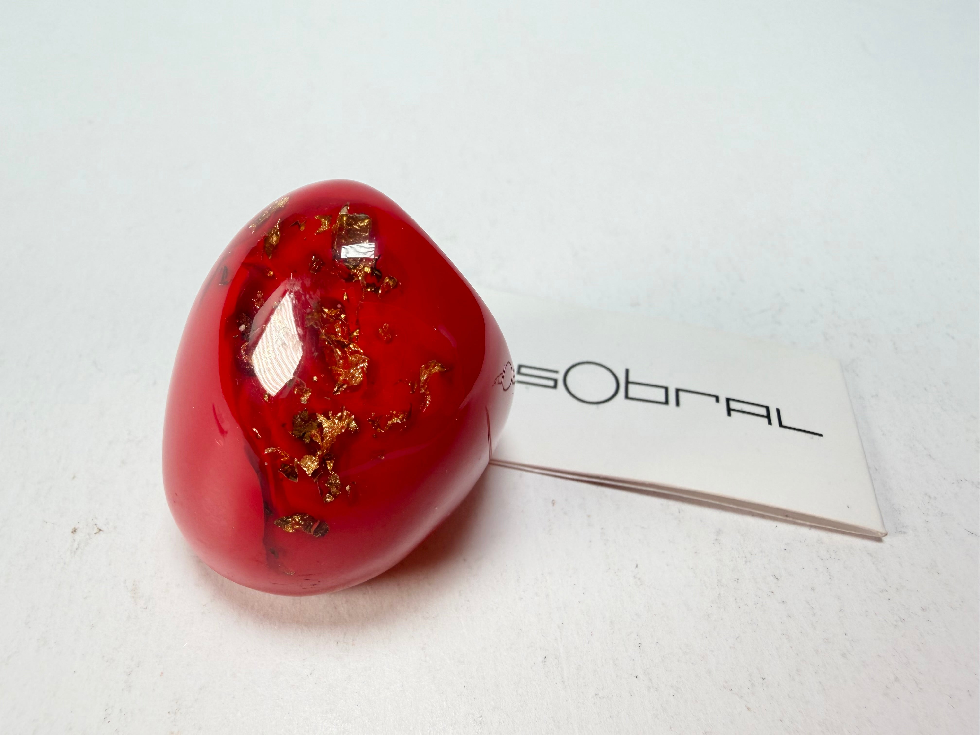 Sobral - Metalique Orlando "Super" Red Resin Ring ( 004337 ) - Size UK P / US 7.5