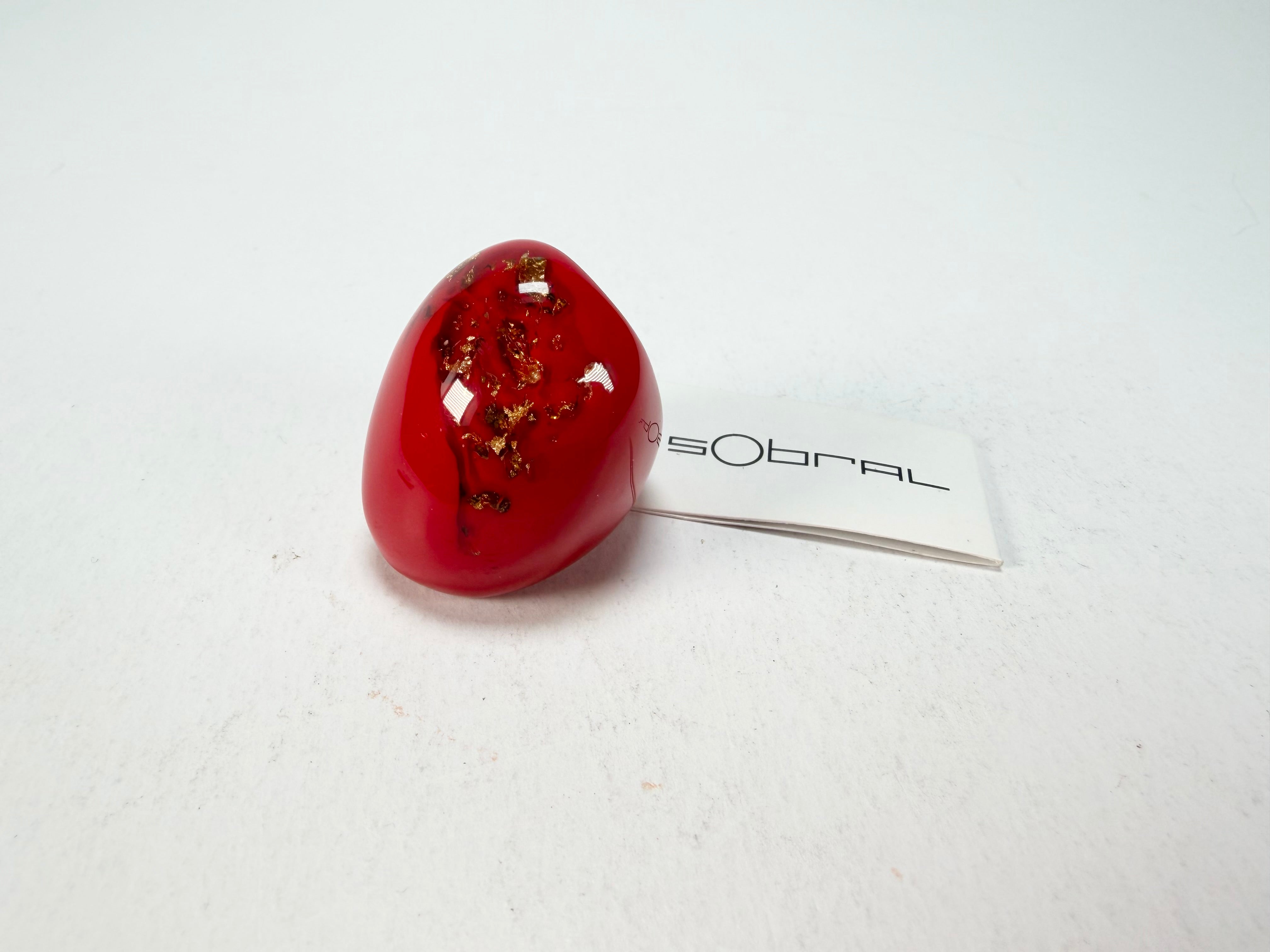Sobral - Metalique Orlando "Super" Red Resin Ring ( 004337 ) - Size UK P / US 7.5