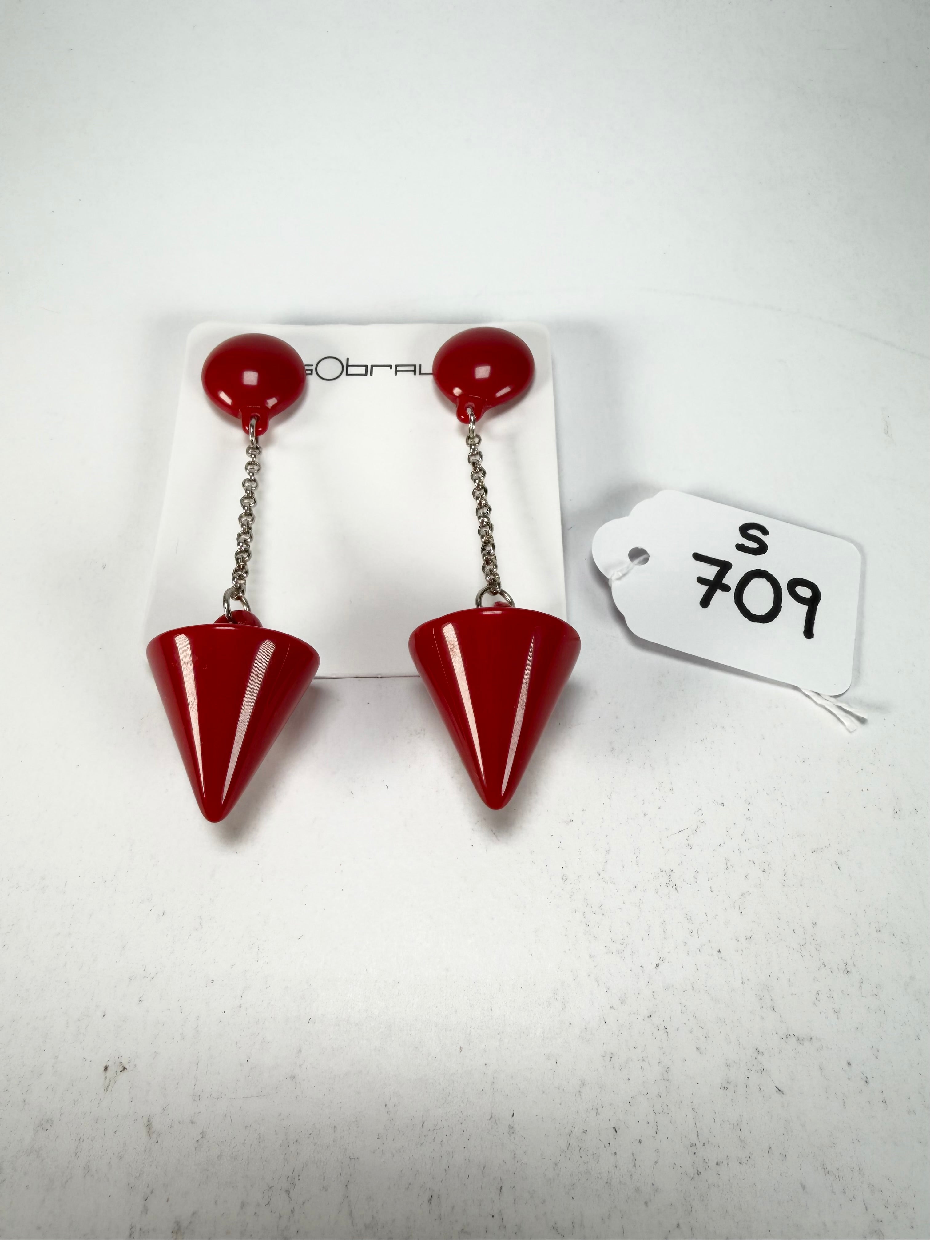 Sobral - Mix 2023 "MD KL" Red Cones Resin Clip On Earrings ( 002886 )