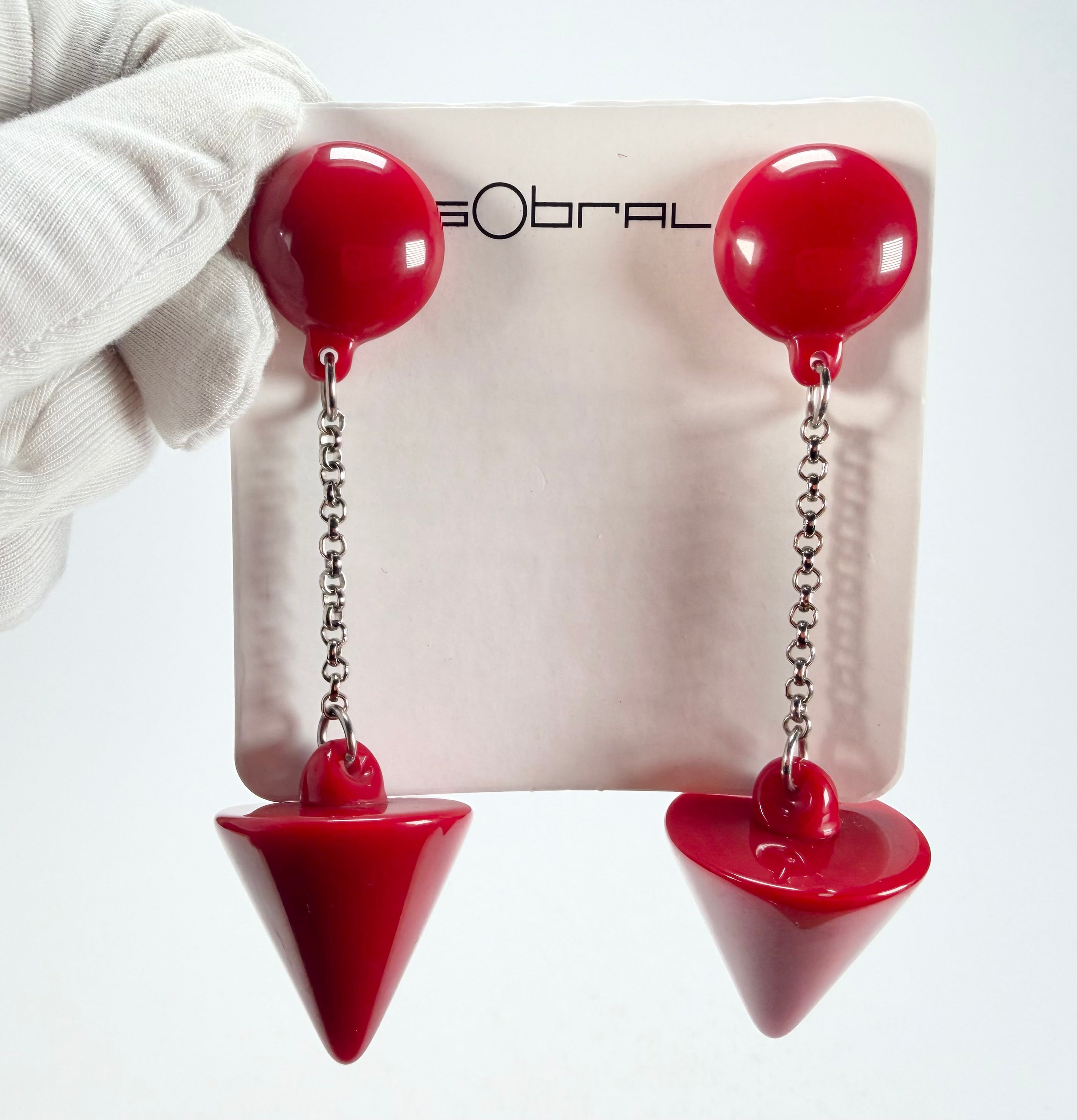Sobral - Mix 2023 "MD KL" Red Cones Resin Clip On Earrings ( 002886 )