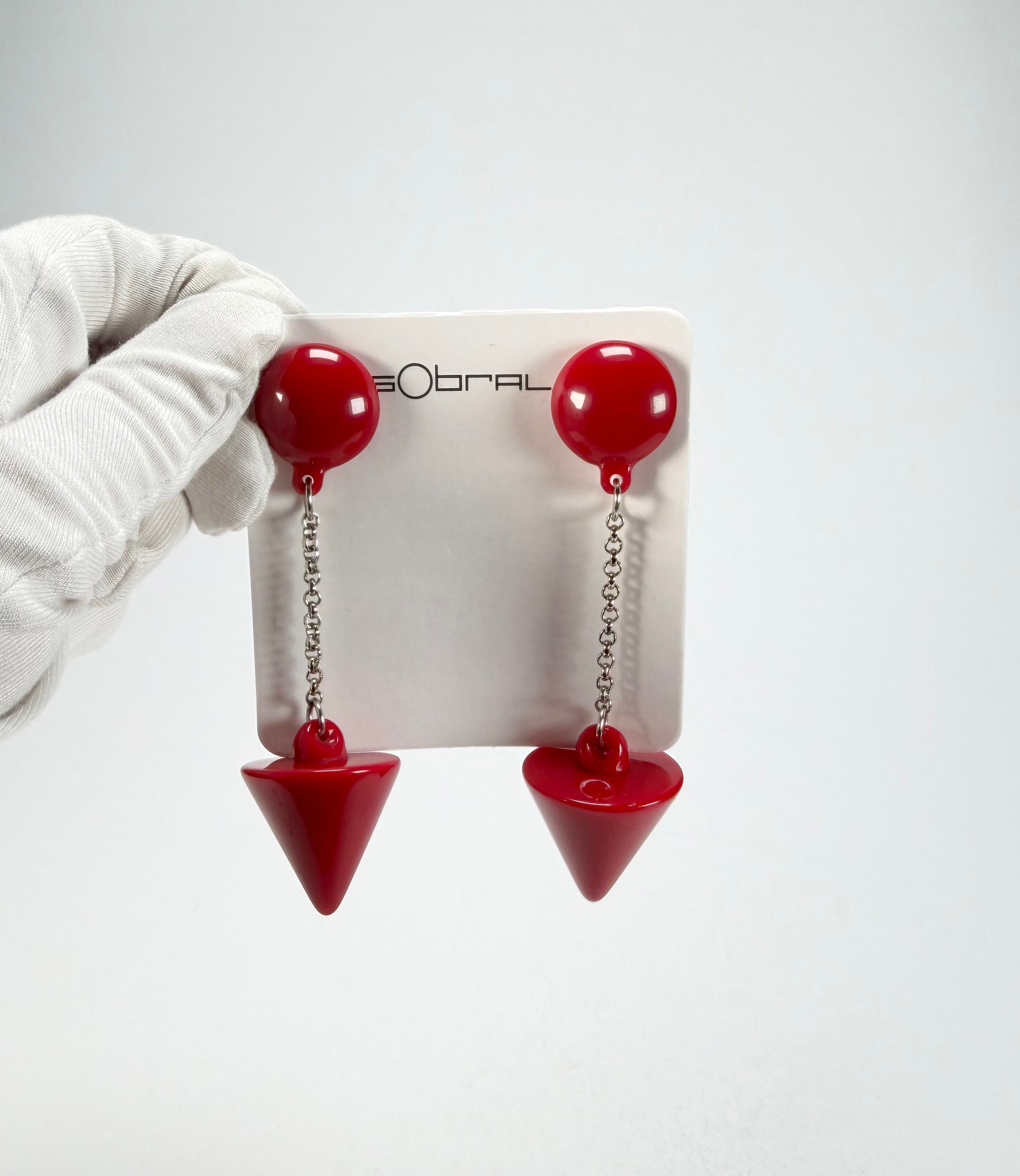 Sobral - Mix 2023 "MD KL" Red Cones Resin Clip On Earrings ( 002886 )