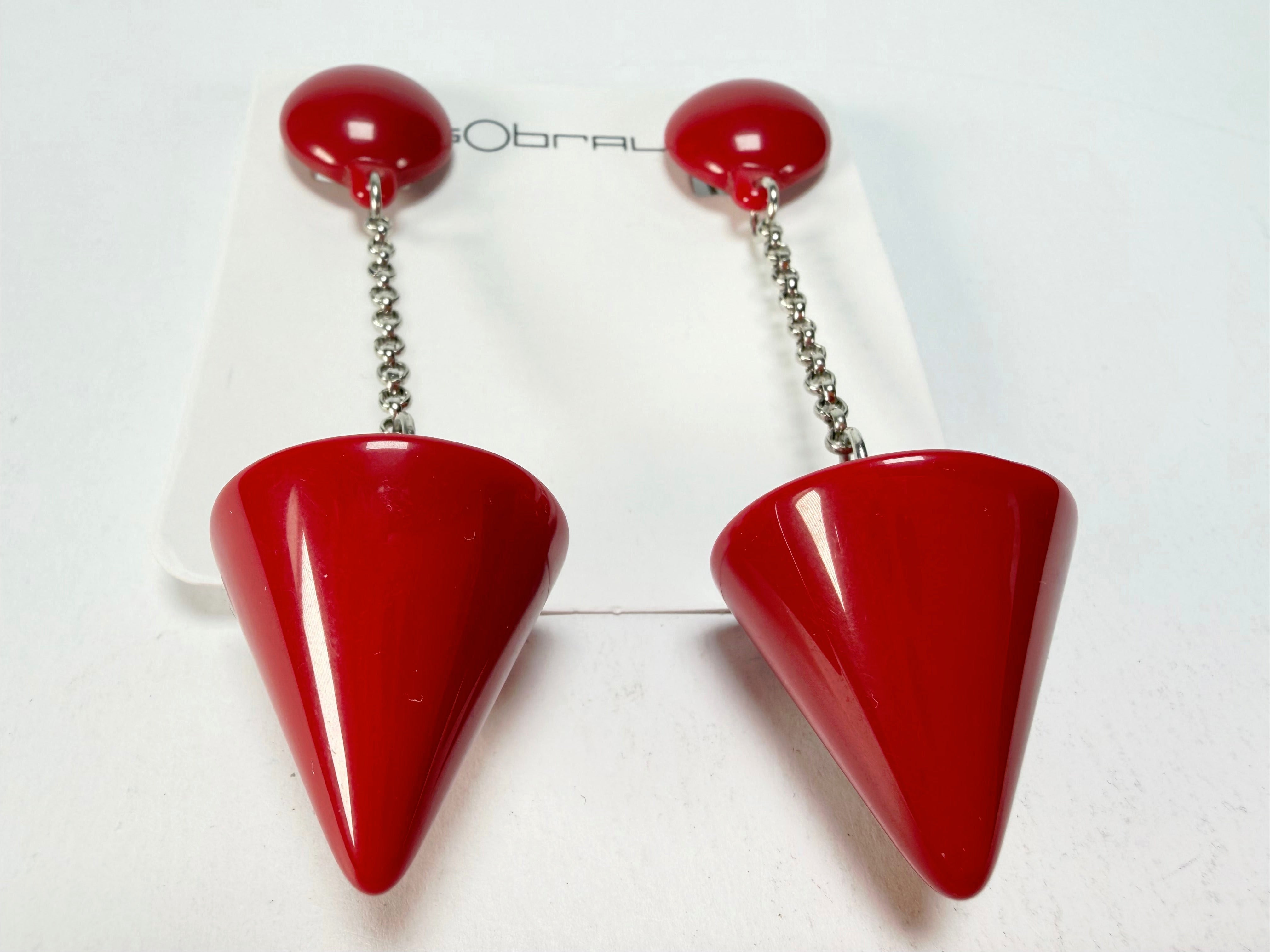 Sobral - Mix 2023 "MD KL" Red Cones Resin Clip On Earrings ( 002886 )