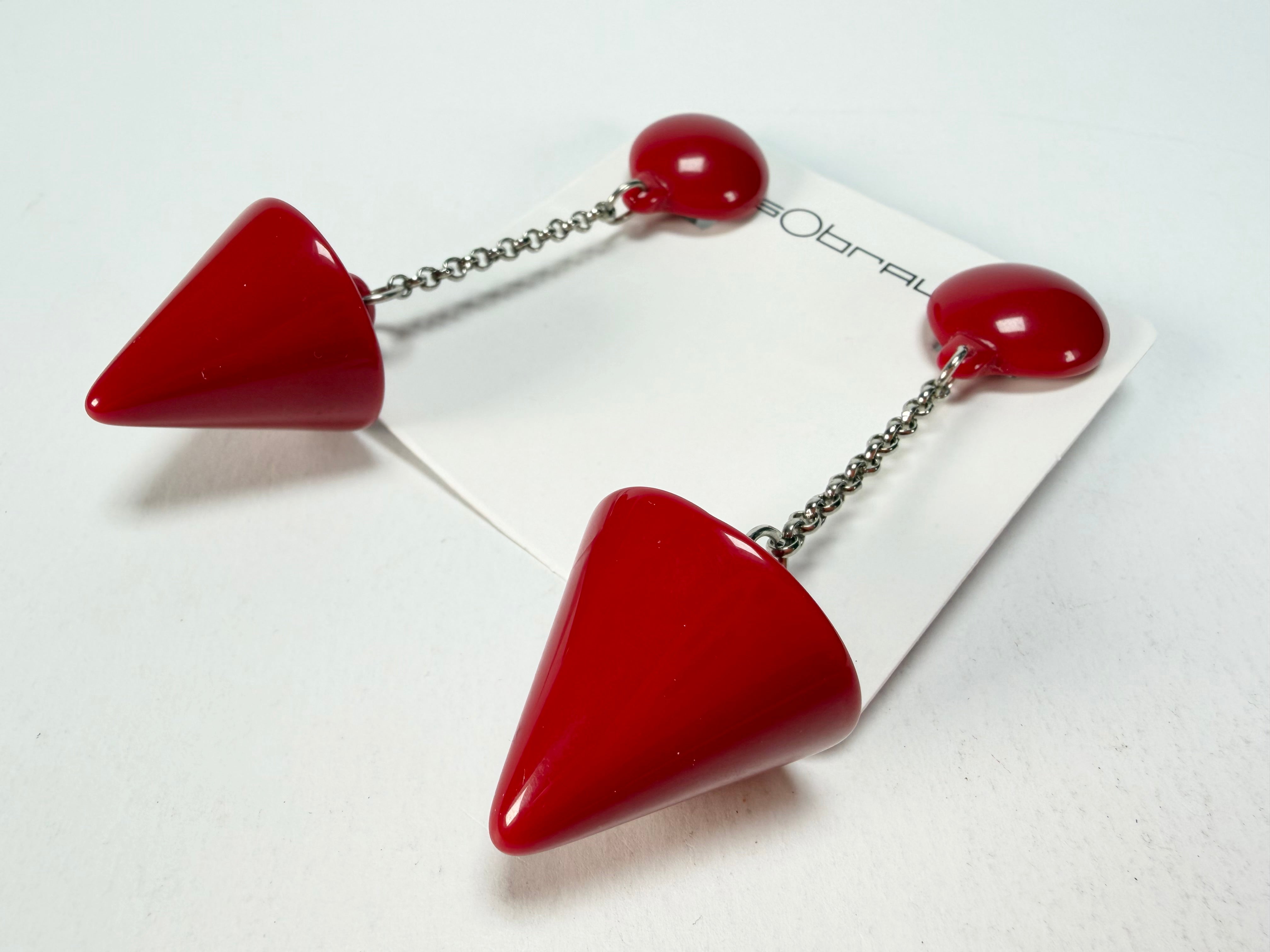 Sobral - Mix 2023 "MD KL" Red Cones Resin Clip On Earrings ( 002886 )