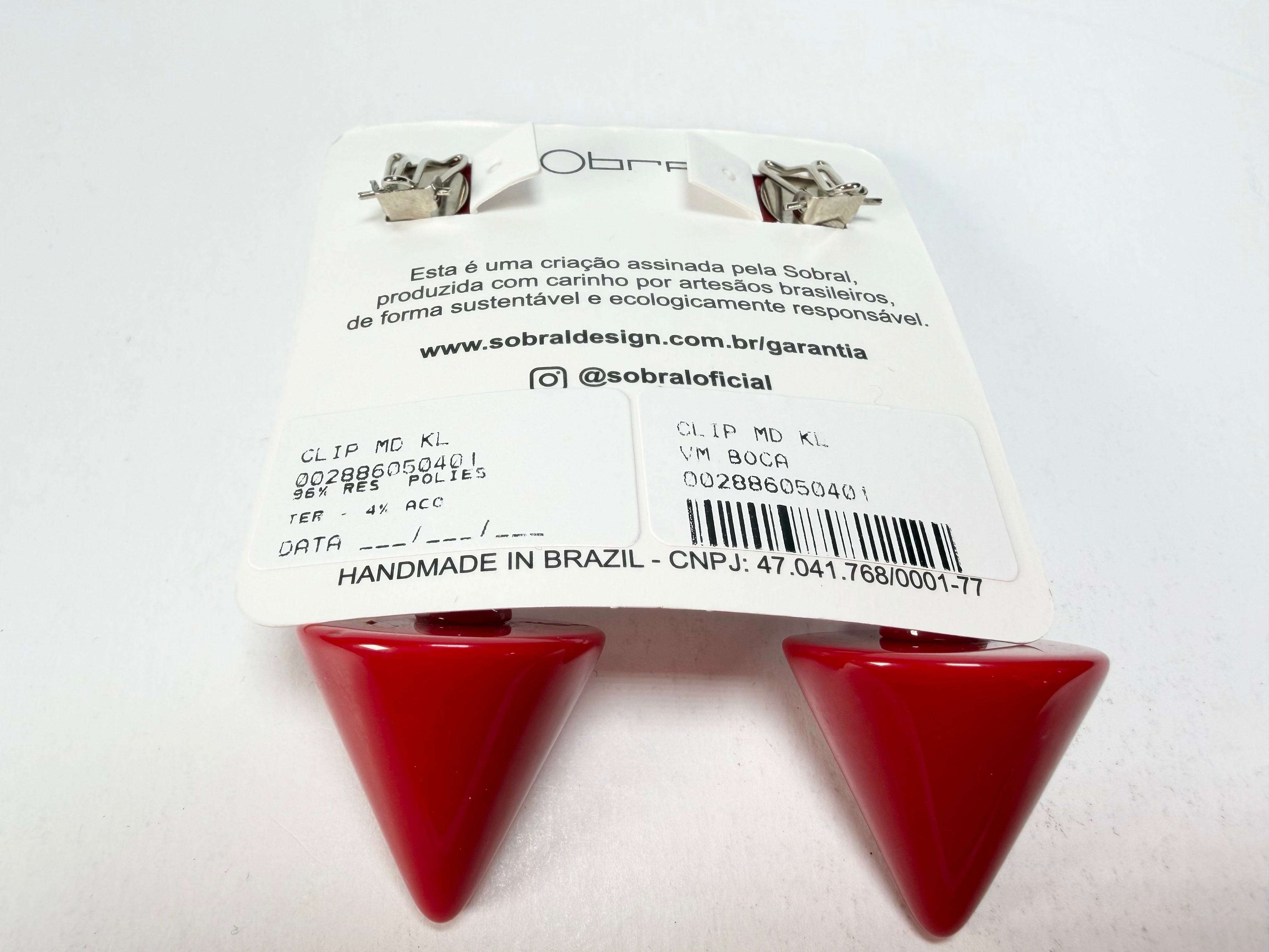Sobral - Mix 2023 "MD KL" Red Cones Resin Clip On Earrings ( 002886 )