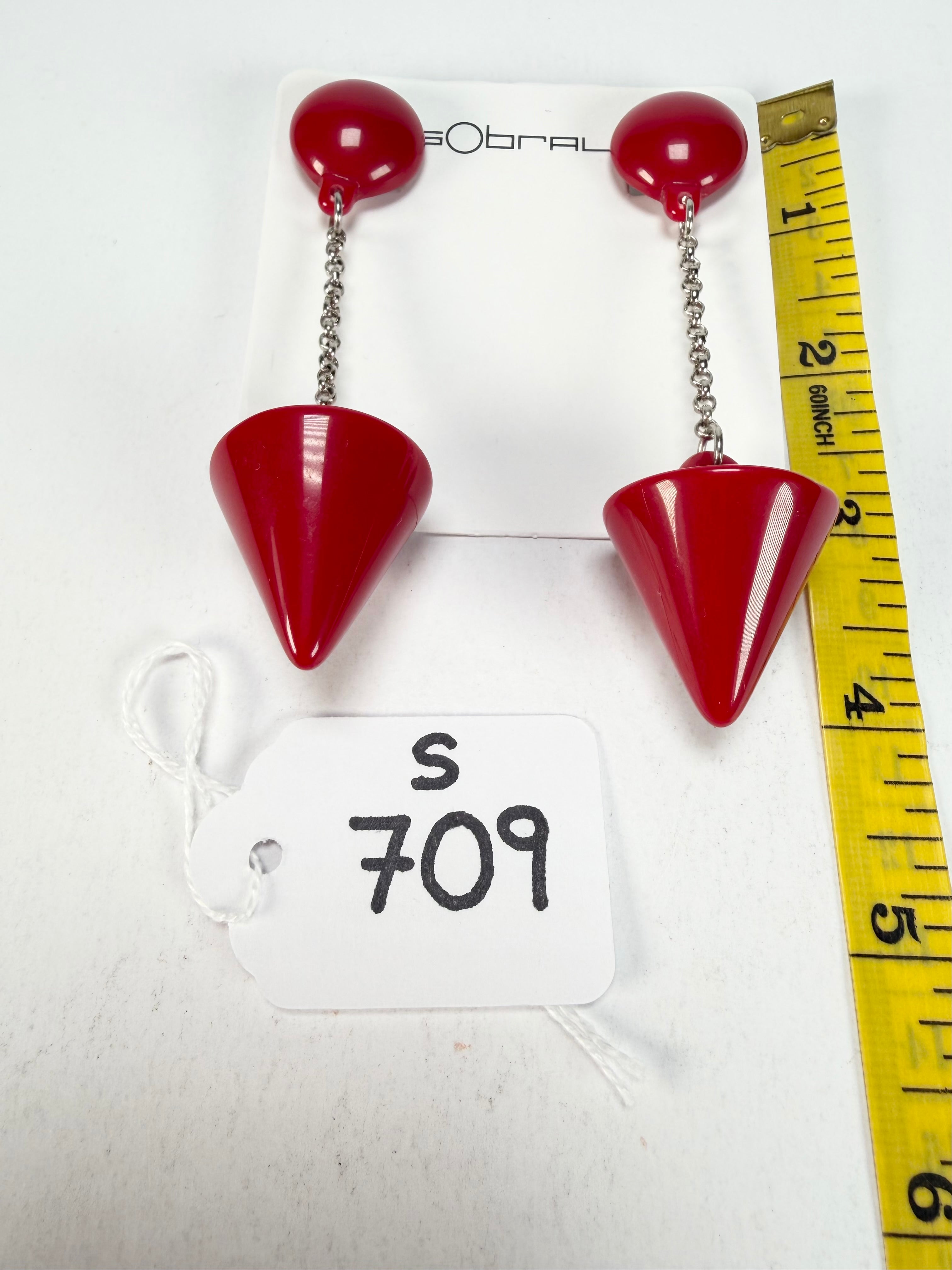 Sobral - Mix 2023 "MD KL" Red Cones Resin Clip On Earrings ( 002886 )