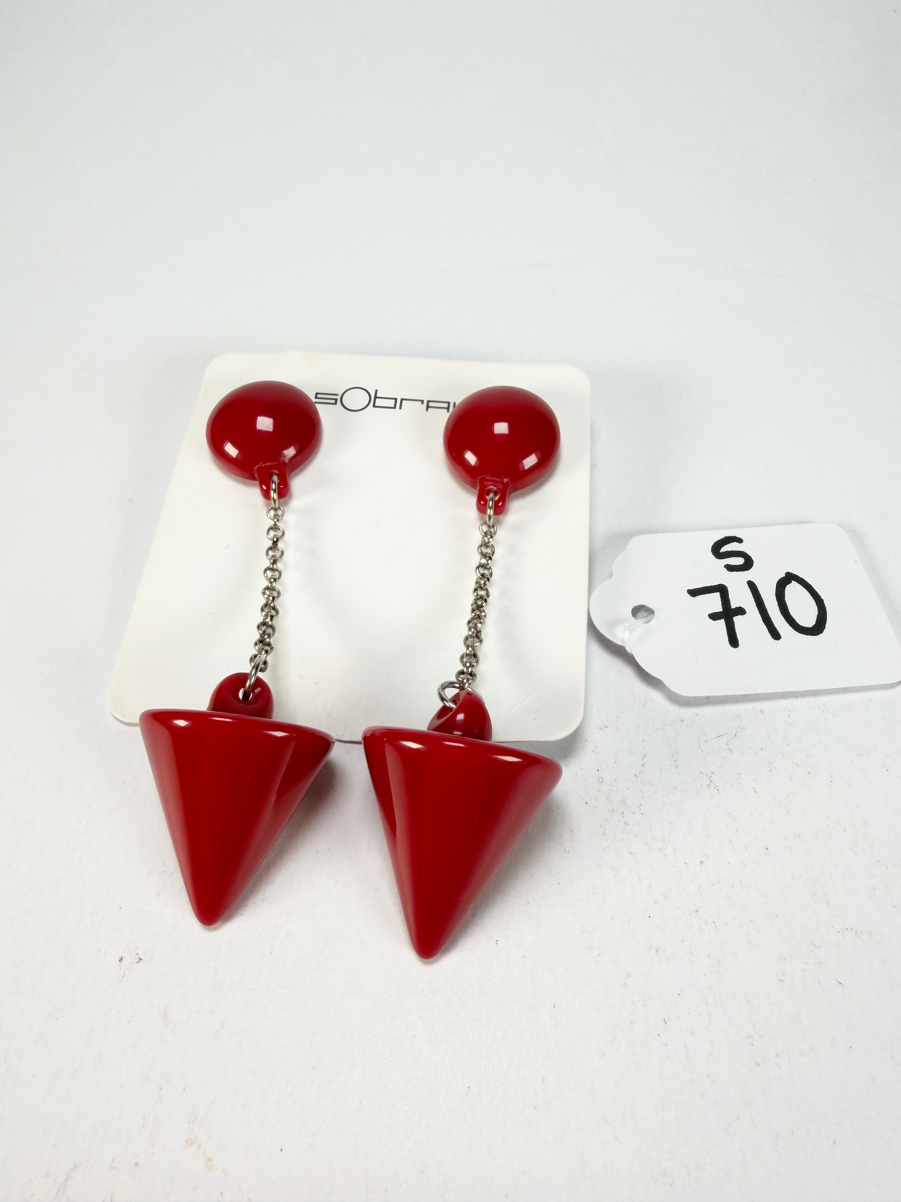 Sobral - Mix 2023 "MD KL" Red Cones Resin Earrings ( 005370 )