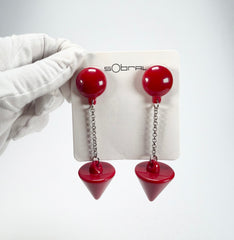 Sobral - Mix 2023 "MD KL" Red Cones Resin Earrings ( 005370 )