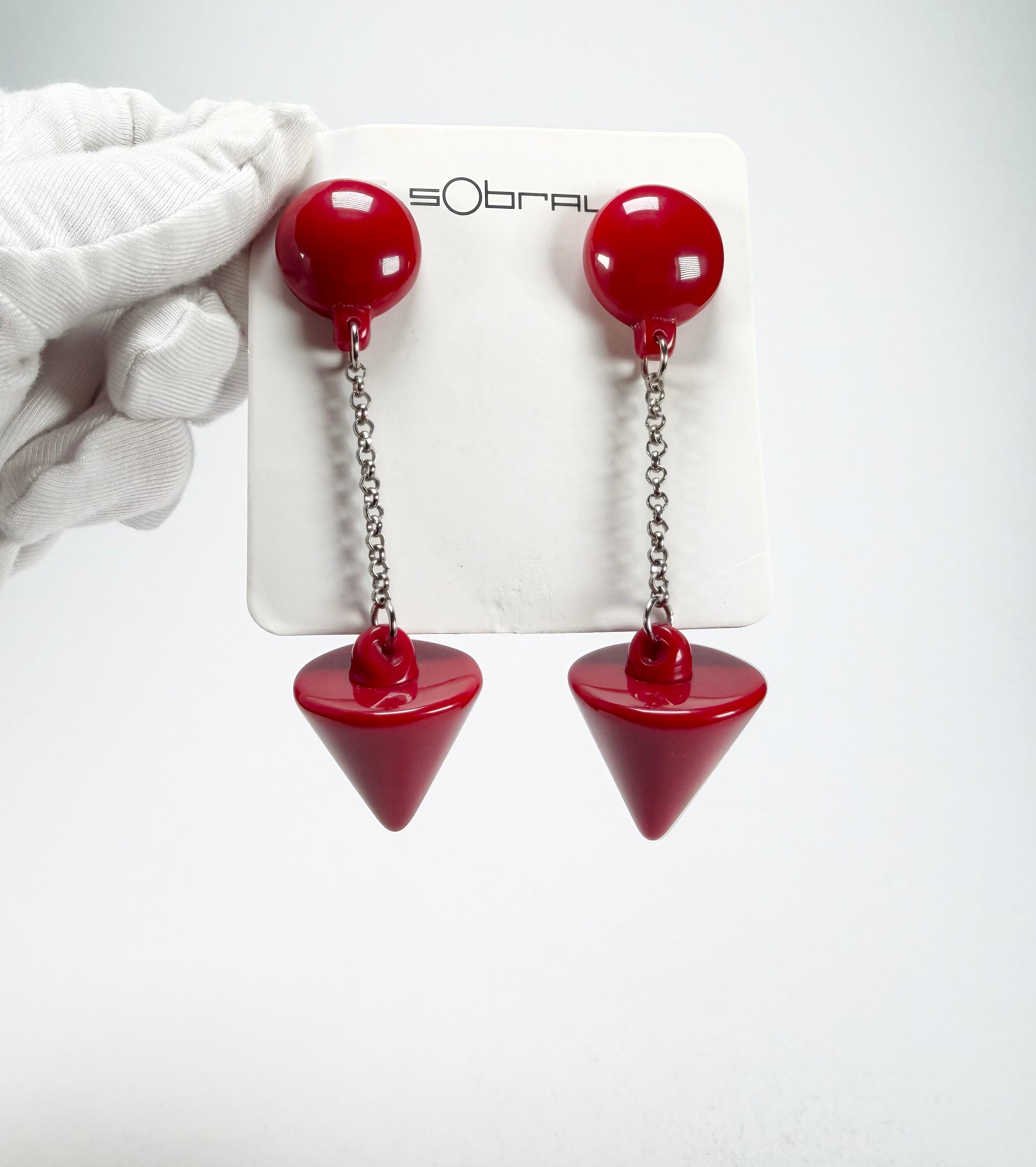 Sobral - Mix 2023 "MD KL" Red Cones Resin Earrings ( 005370 )