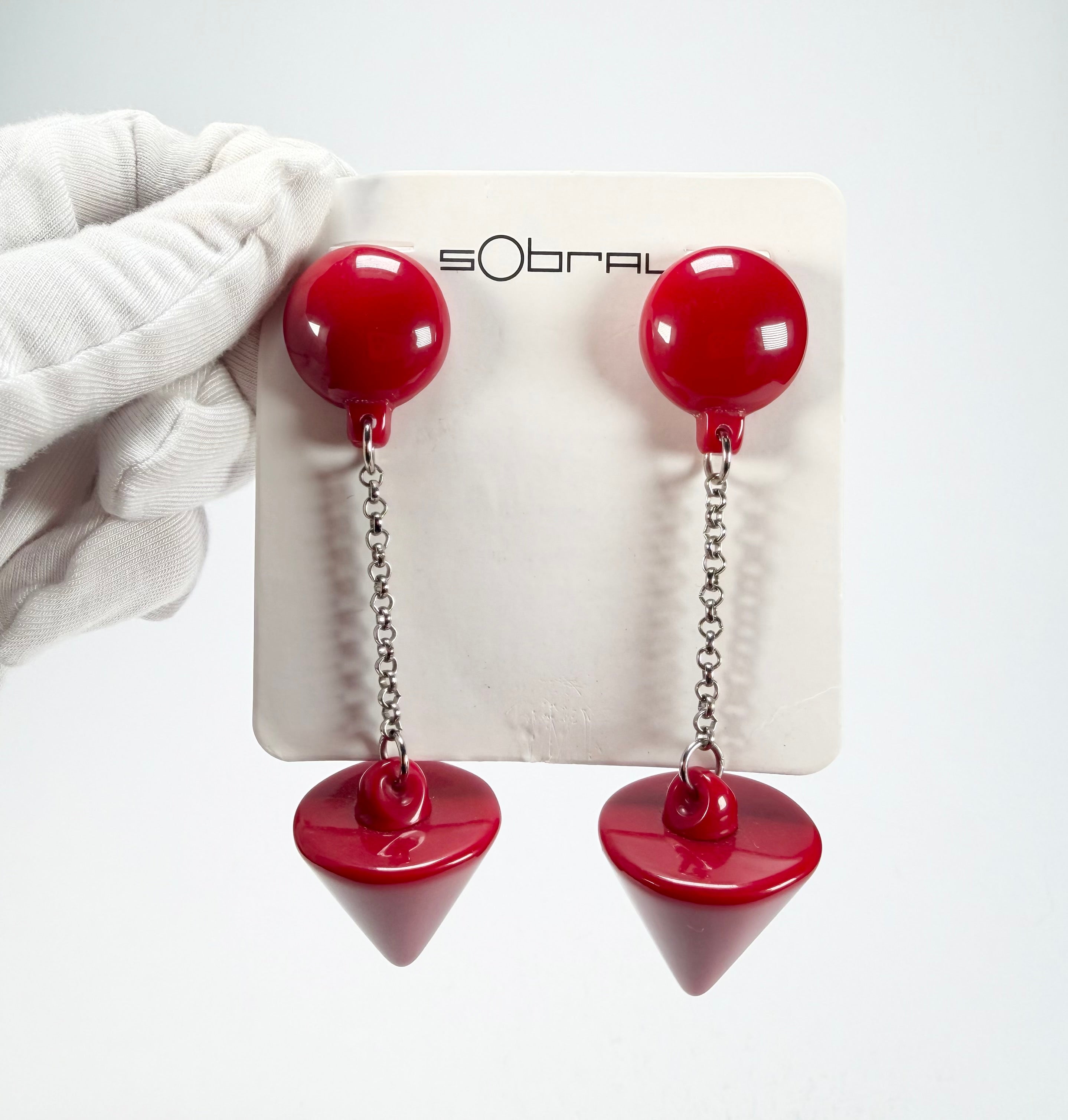 Sobral - Mix 2023 "MD KL" Red Cones Resin Earrings ( 005370 )