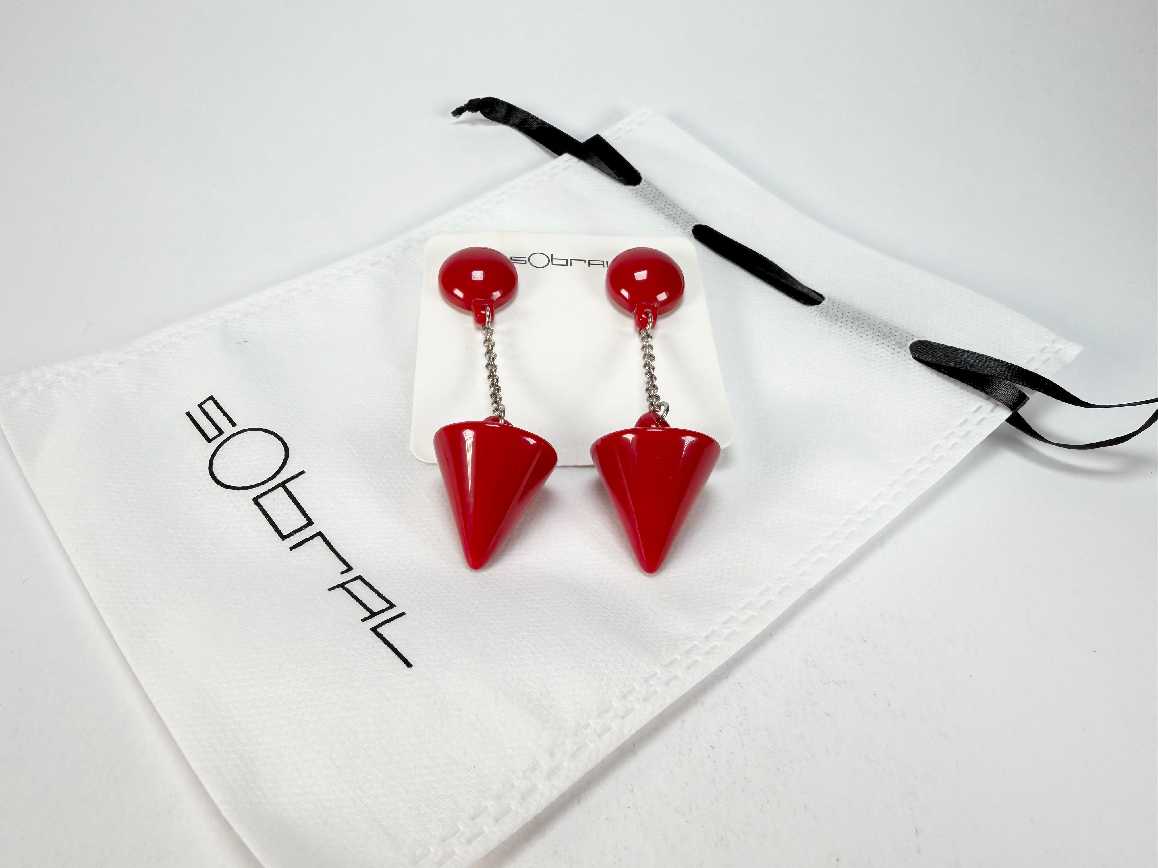 Sobral - Mix 2023 "MD KL" Red Cones Resin Earrings ( 005370 )