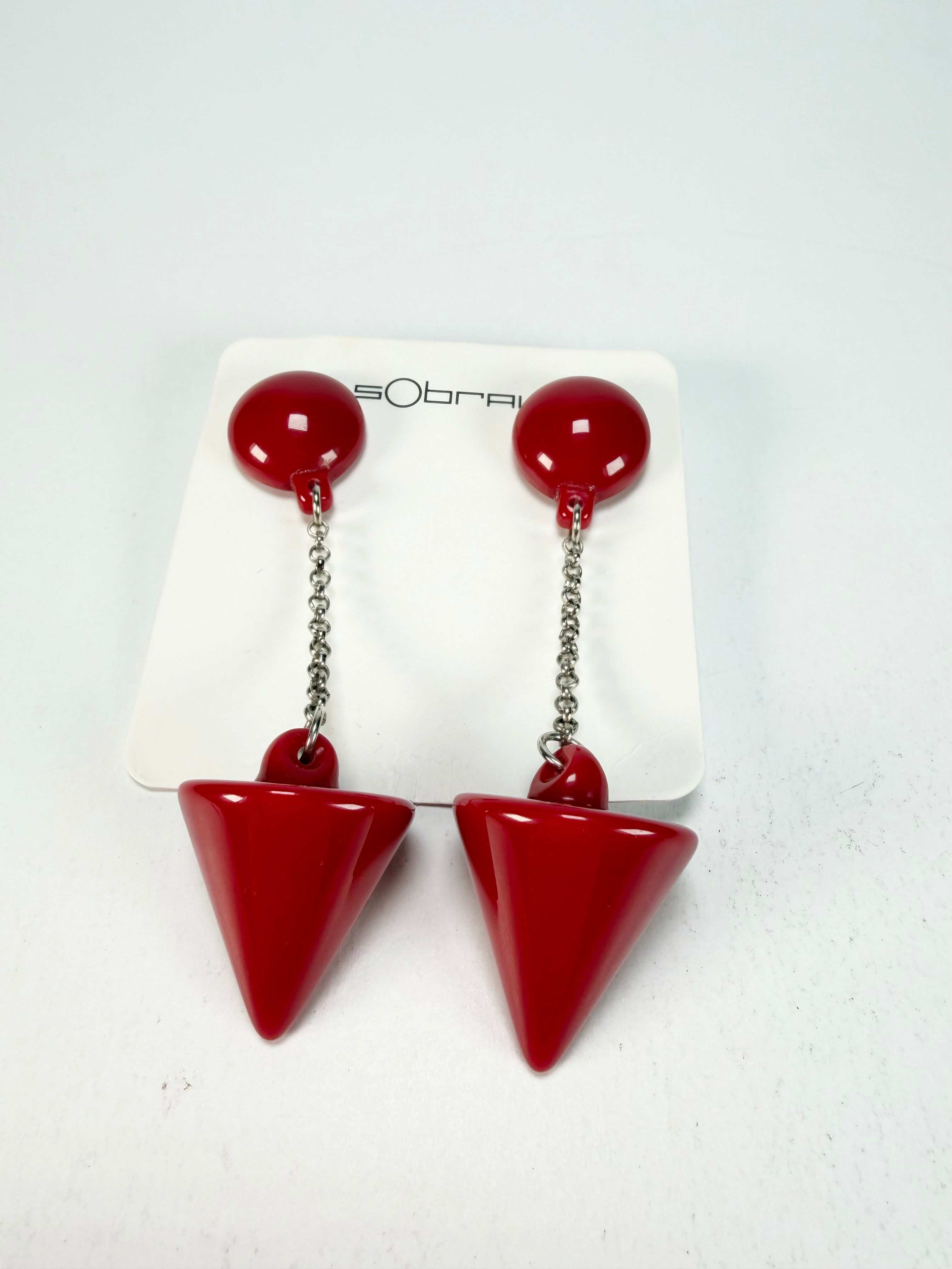 Sobral - Mix 2023 "MD KL" Red Cones Resin Earrings ( 005370 )