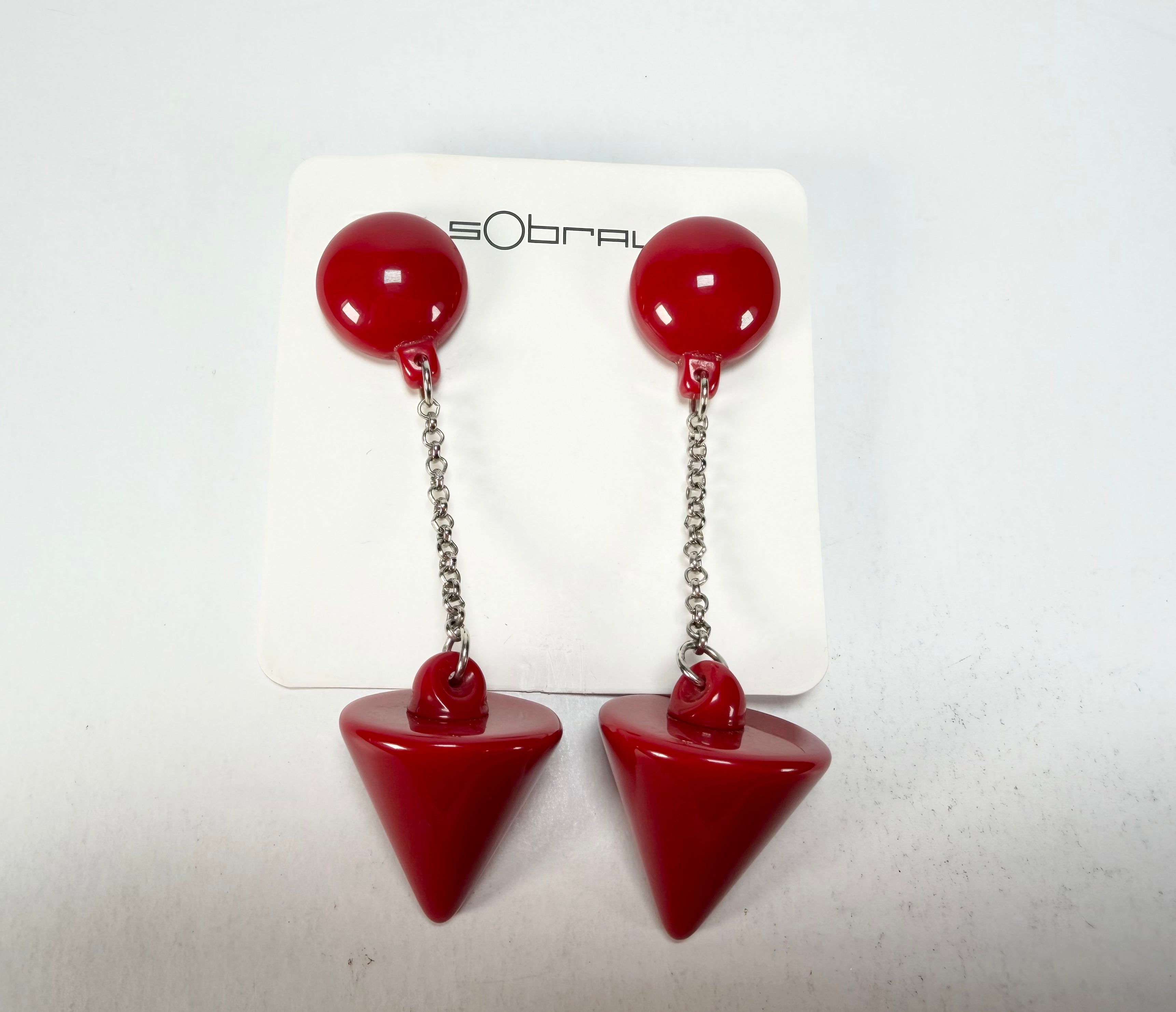 Sobral - Mix 2023 "MD KL" Red Cones Resin Earrings ( 005370 )