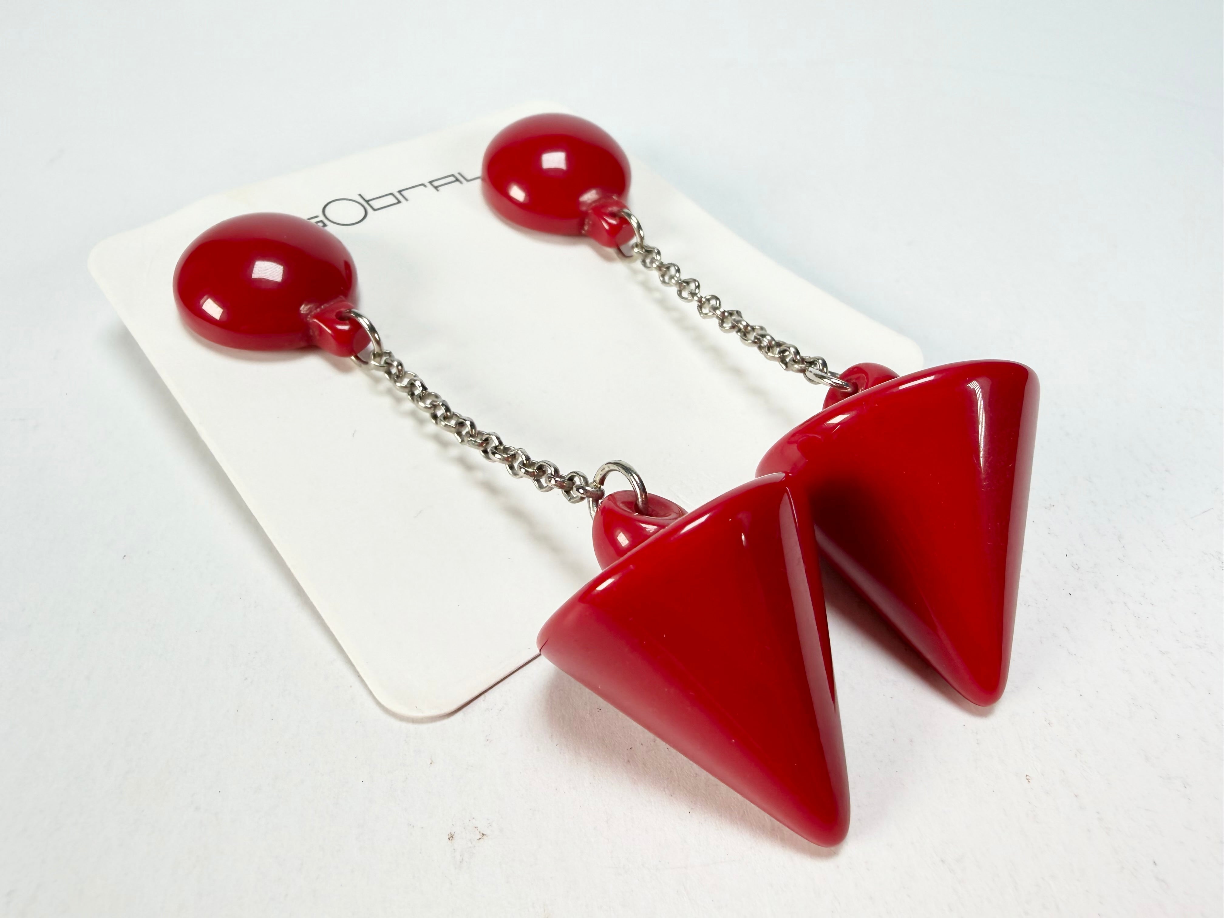 Sobral - Mix 2023 "MD KL" Red Cones Resin Earrings ( 005370 )