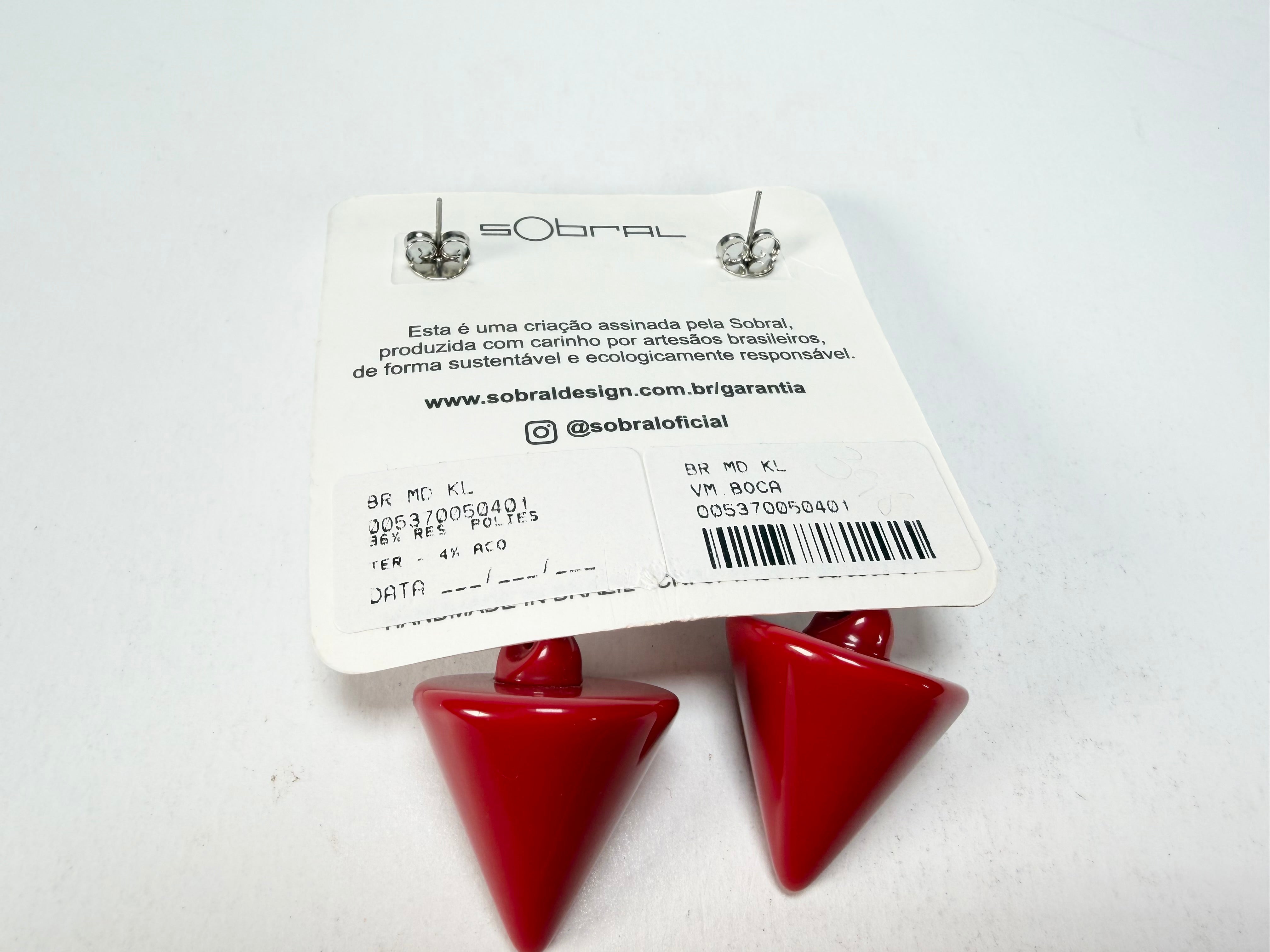 Sobral - Mix 2023 "MD KL" Red Cones Resin Earrings ( 005370 )