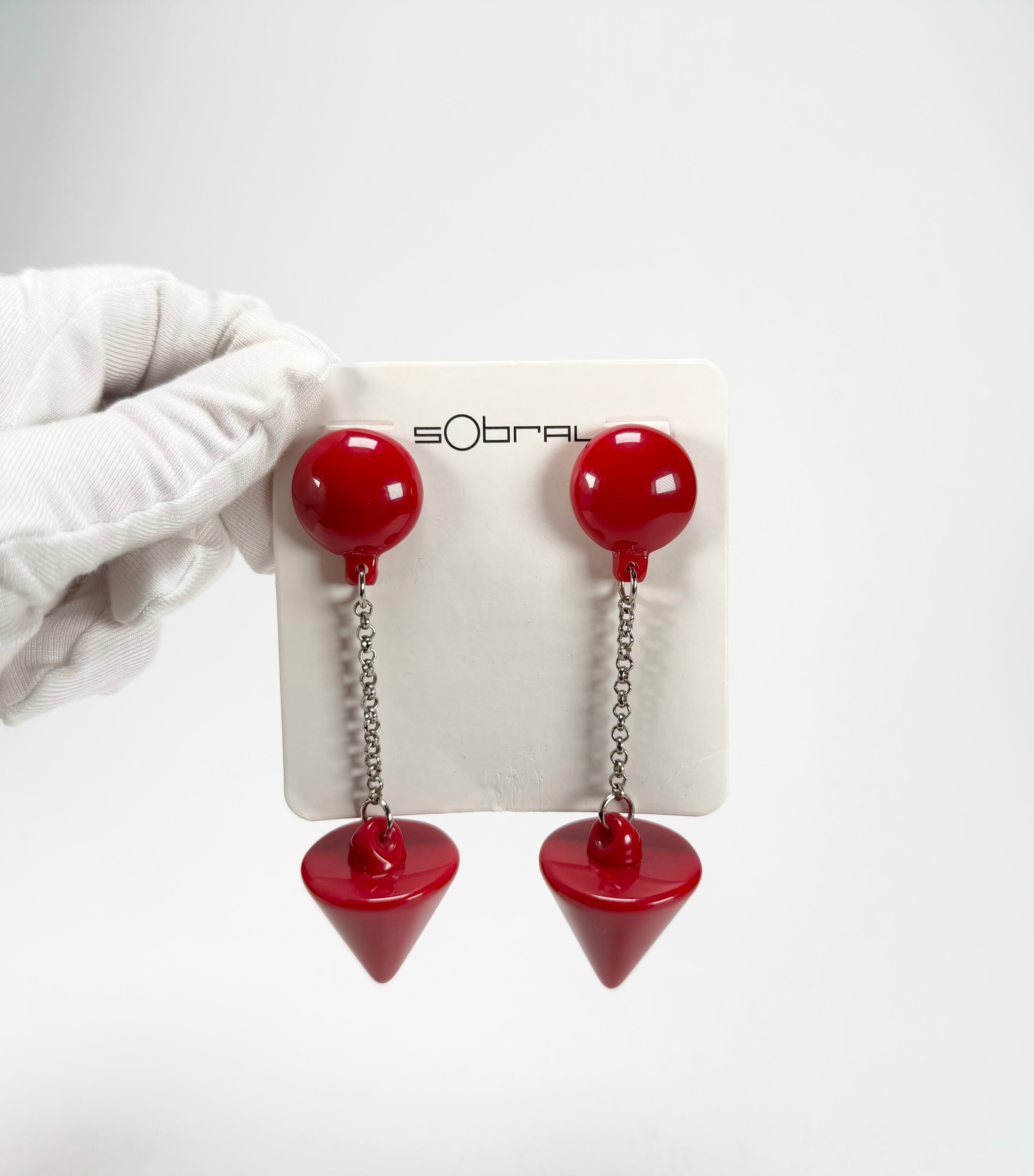 Sobral - Mix 2023 "MD KL" Red Cones Resin Earrings ( 005370 )