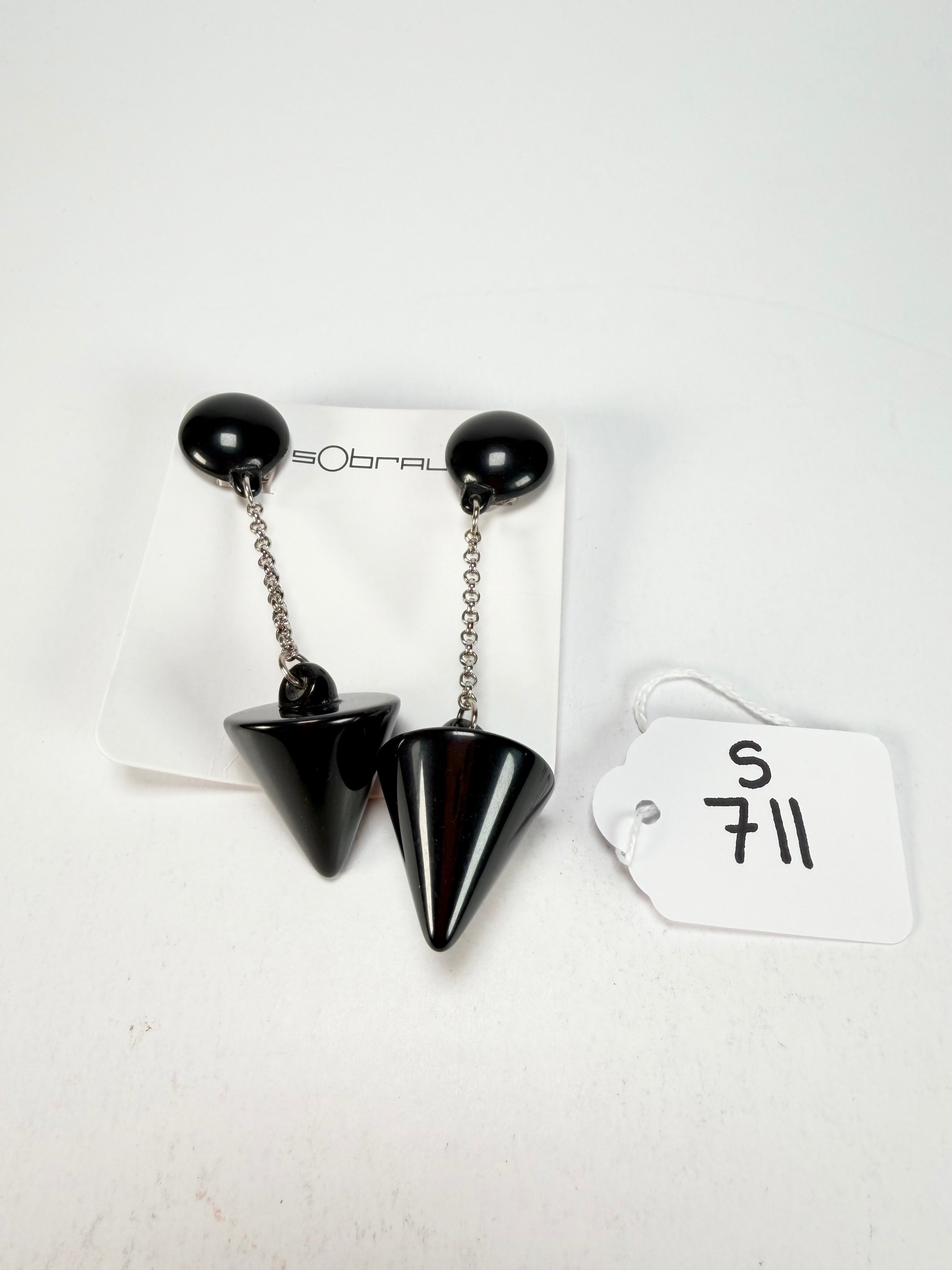 Sobral - Mix 2023 "MD KL" Black Cones Resin Clip On Earrings ( 002886 )