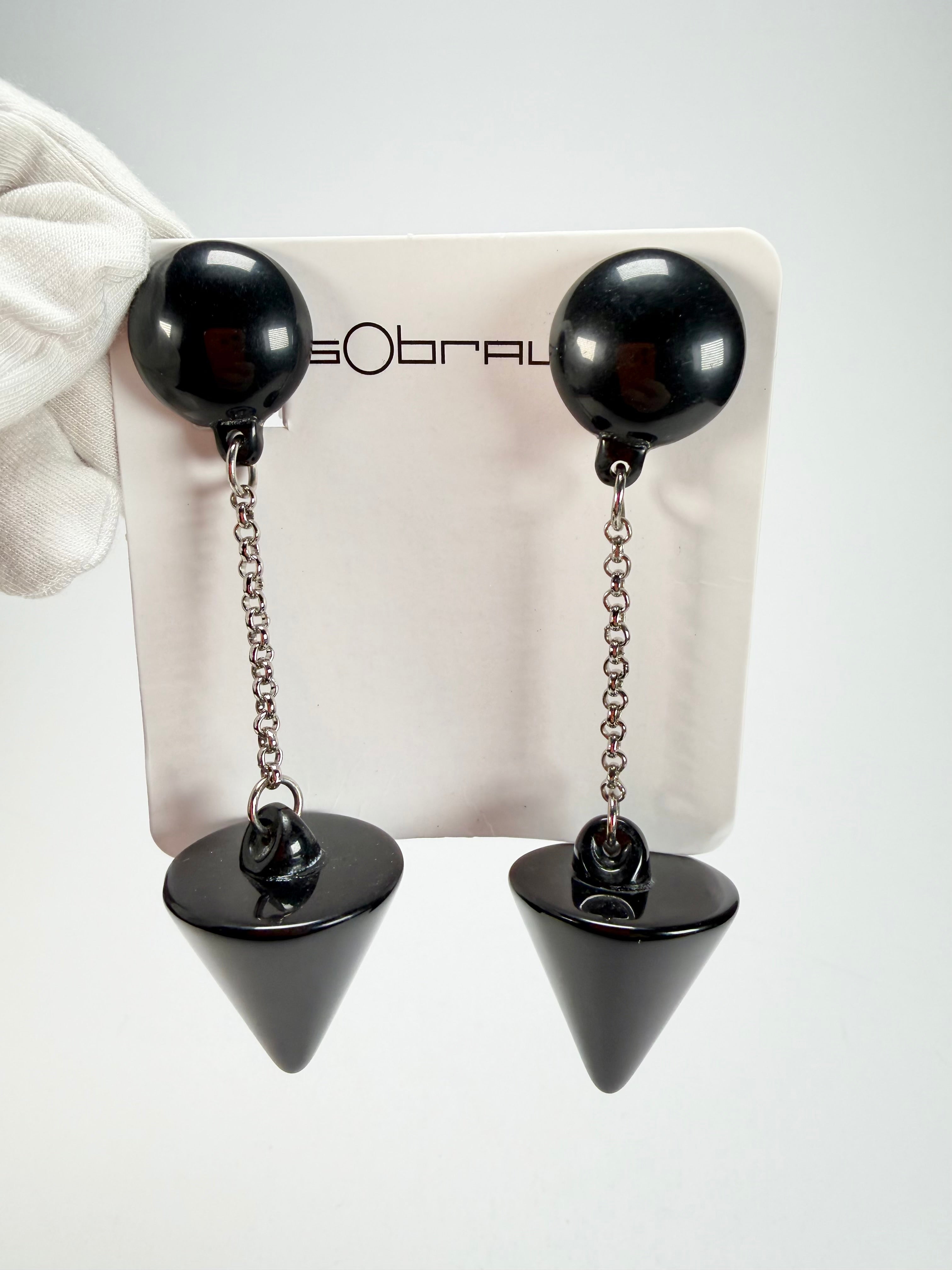 Sobral - Mix 2023 "MD KL" Black Cones Resin Clip On Earrings ( 002886 )