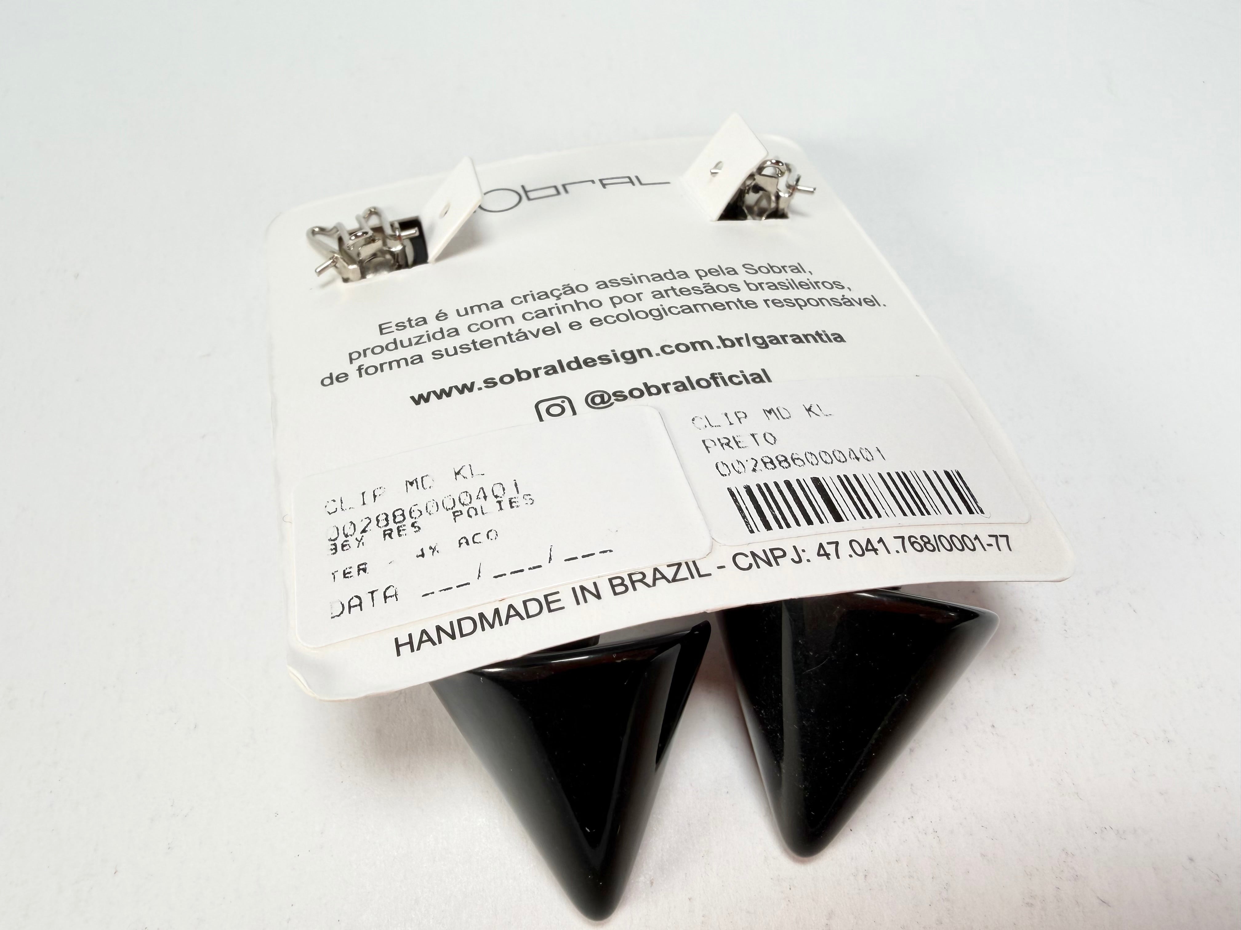 Sobral - Mix 2023 "MD KL" Black Cones Resin Clip On Earrings ( 002886 )