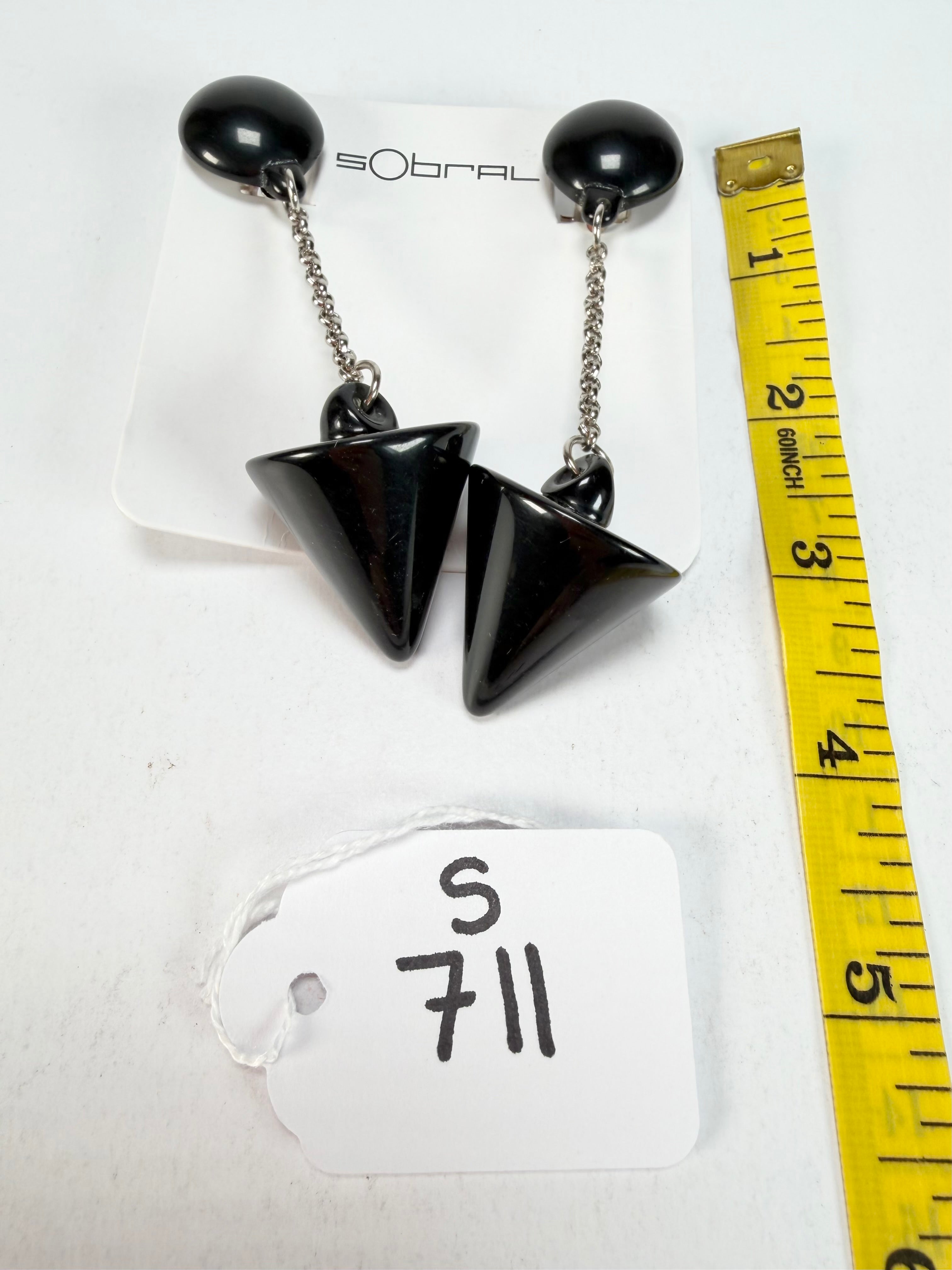 Sobral - Mix 2023 "MD KL" Black Cones Resin Clip On Earrings ( 002886 )