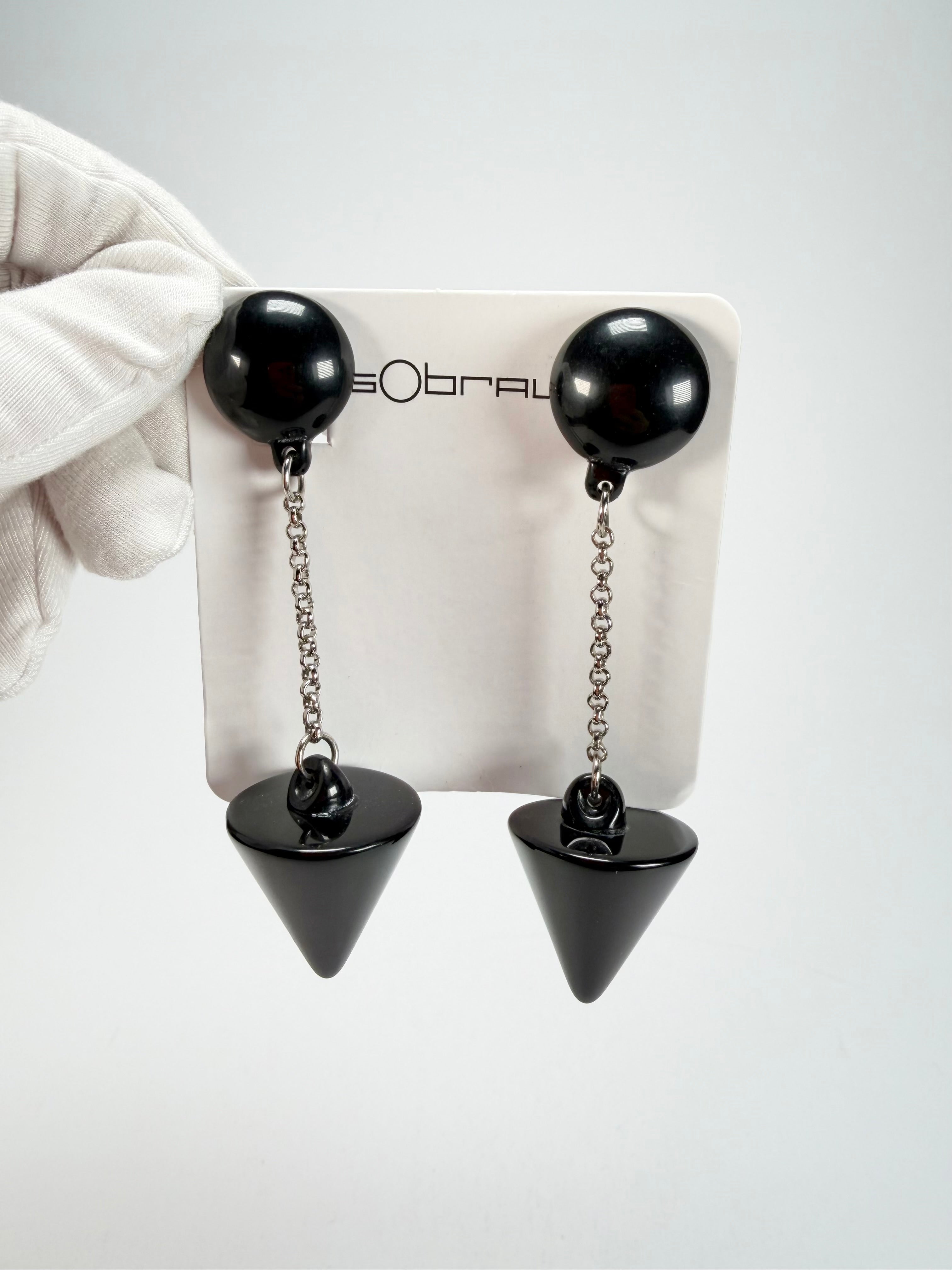 Sobral - Mix 2023 "MD KL" Black Cones Resin Clip On Earrings ( 002886 )