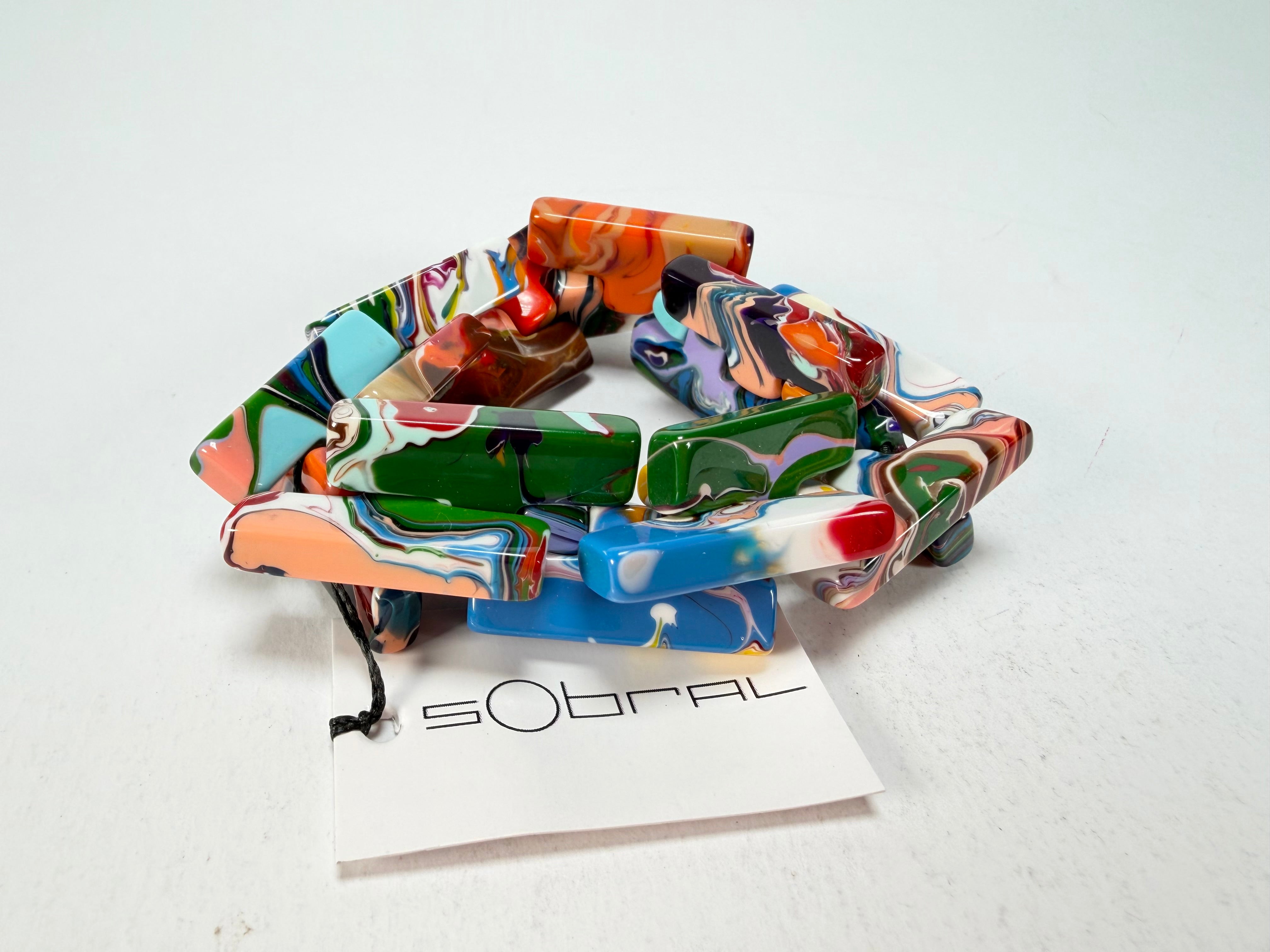 Sobral - Multi-Colour "1WJP" Pollock Elasticated Resin Bracelet ( 003882 )