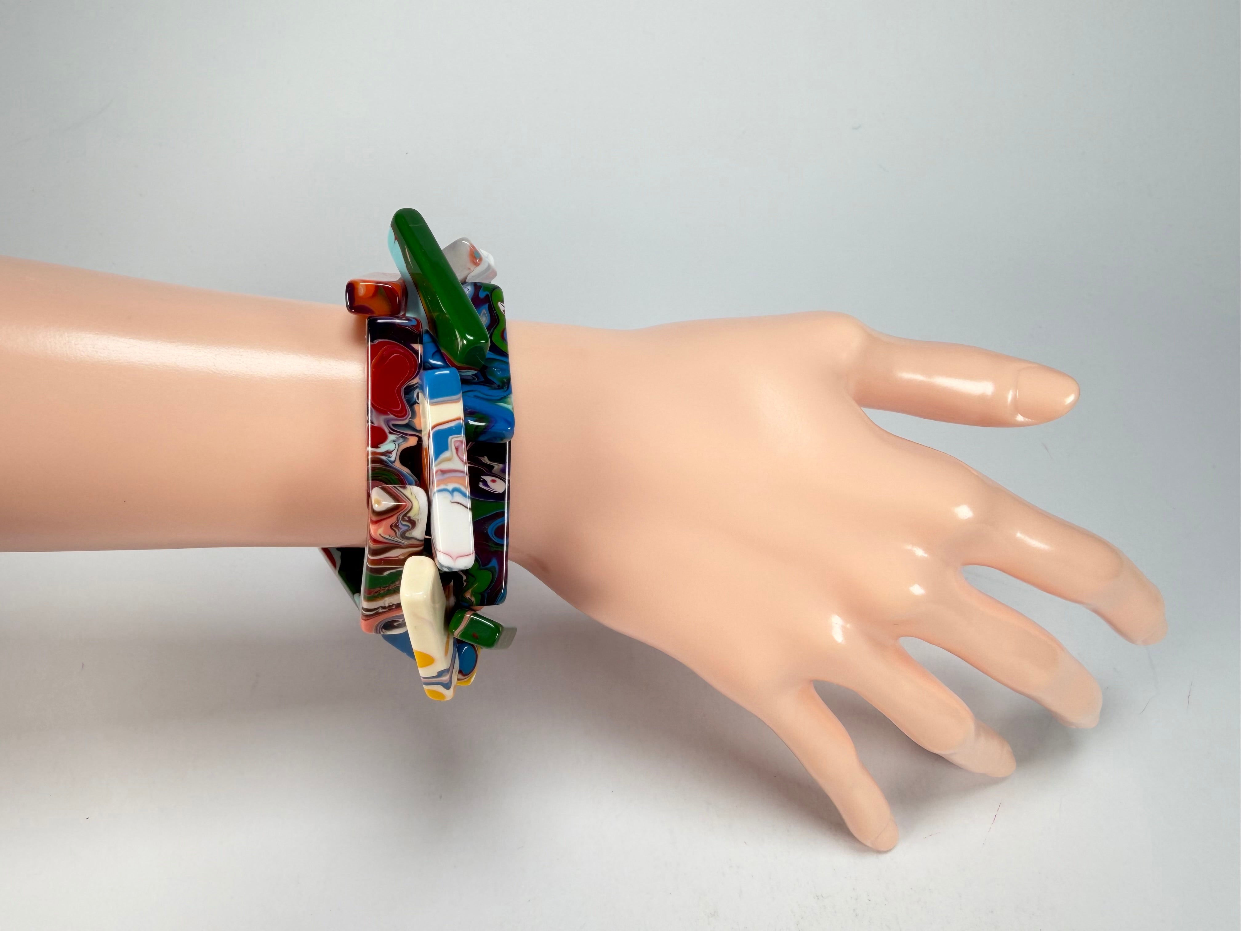 Sobral - Multi-Colour "1WJP" Pollock Elasticated Resin Bracelet ( 003882 )