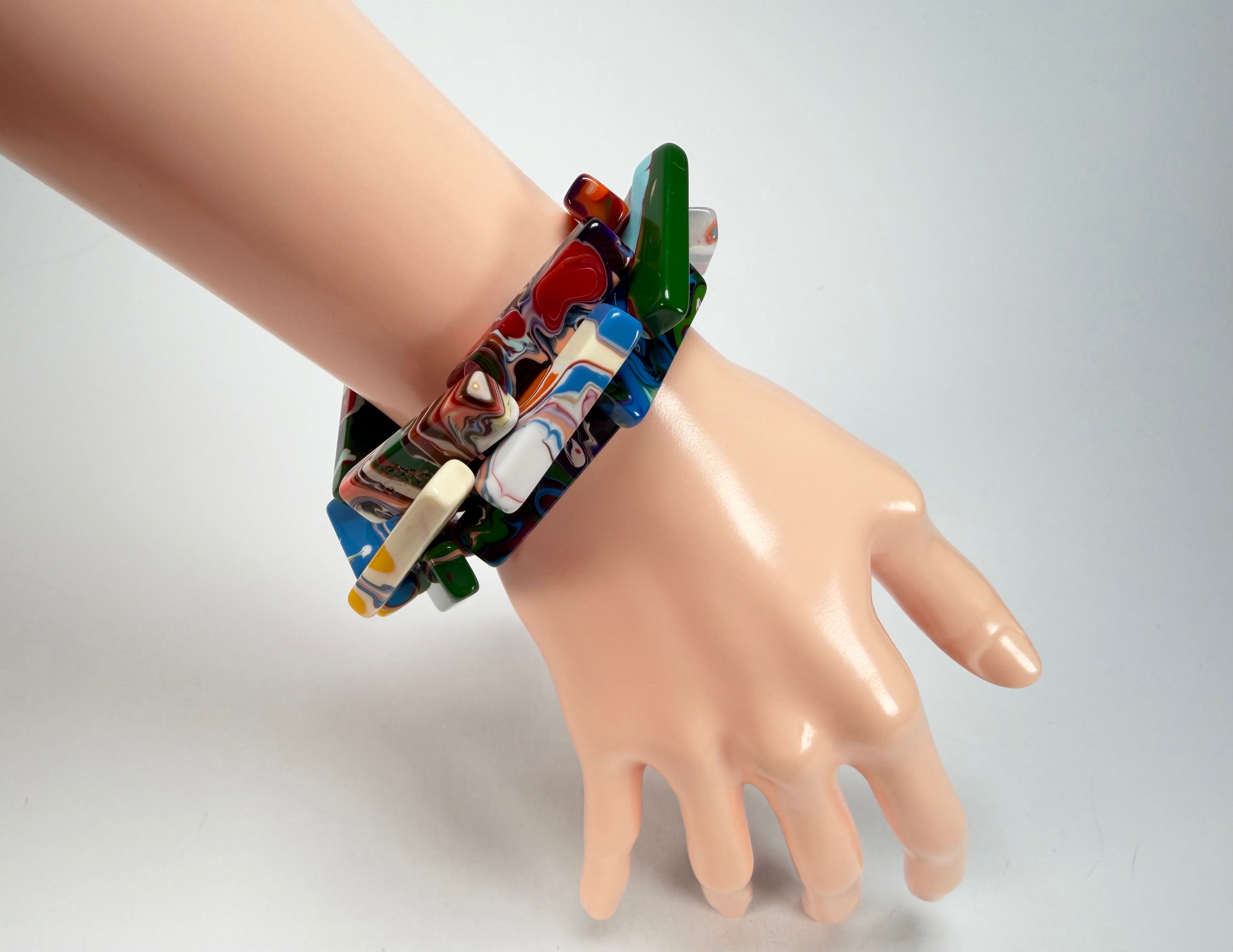 Sobral - Multi-Colour "1WJP" Pollock Elasticated Resin Bracelet ( 003882 )