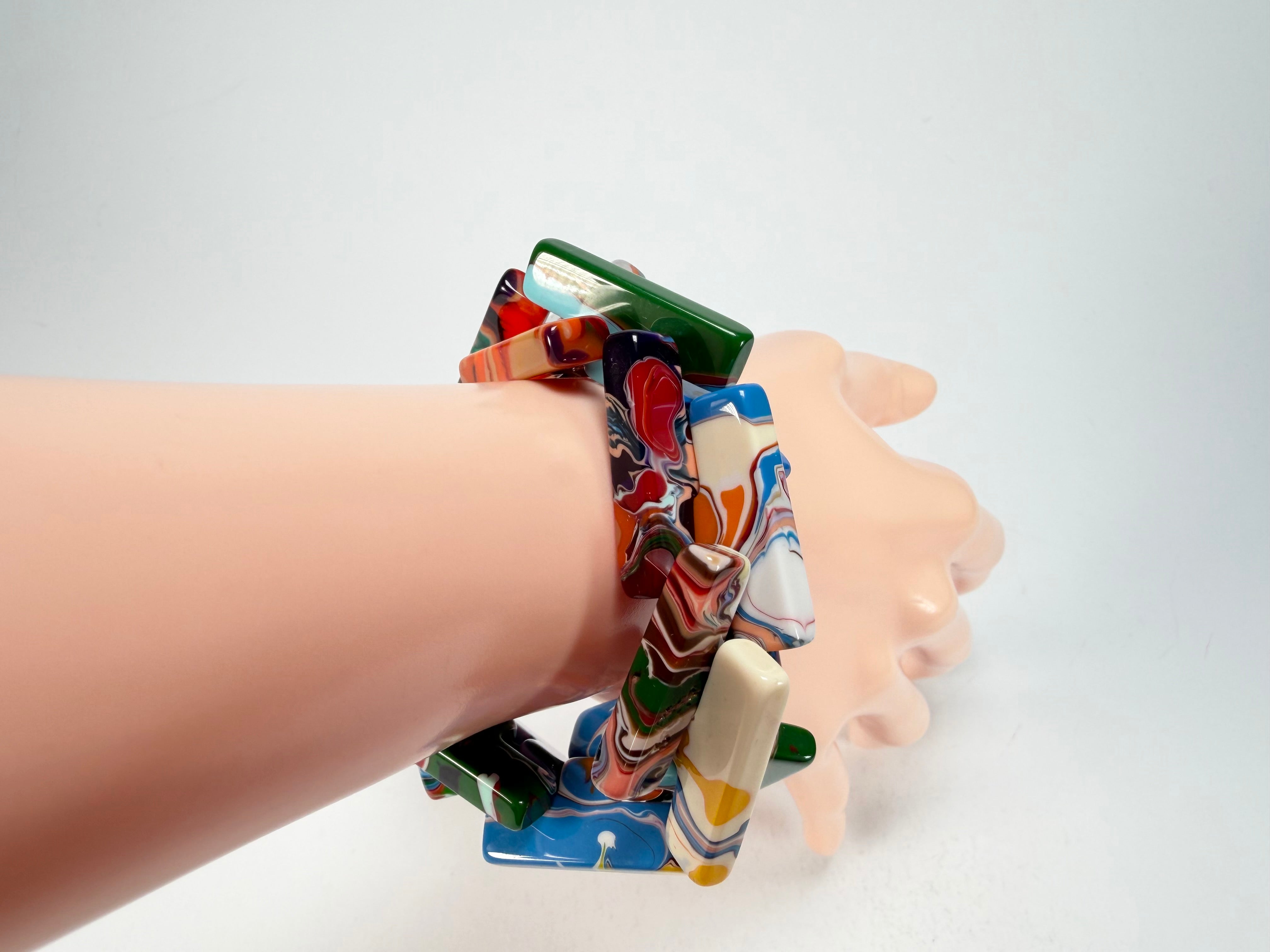 Sobral - Multi-Colour "1WJP" Pollock Elasticated Resin Bracelet ( 003882 )