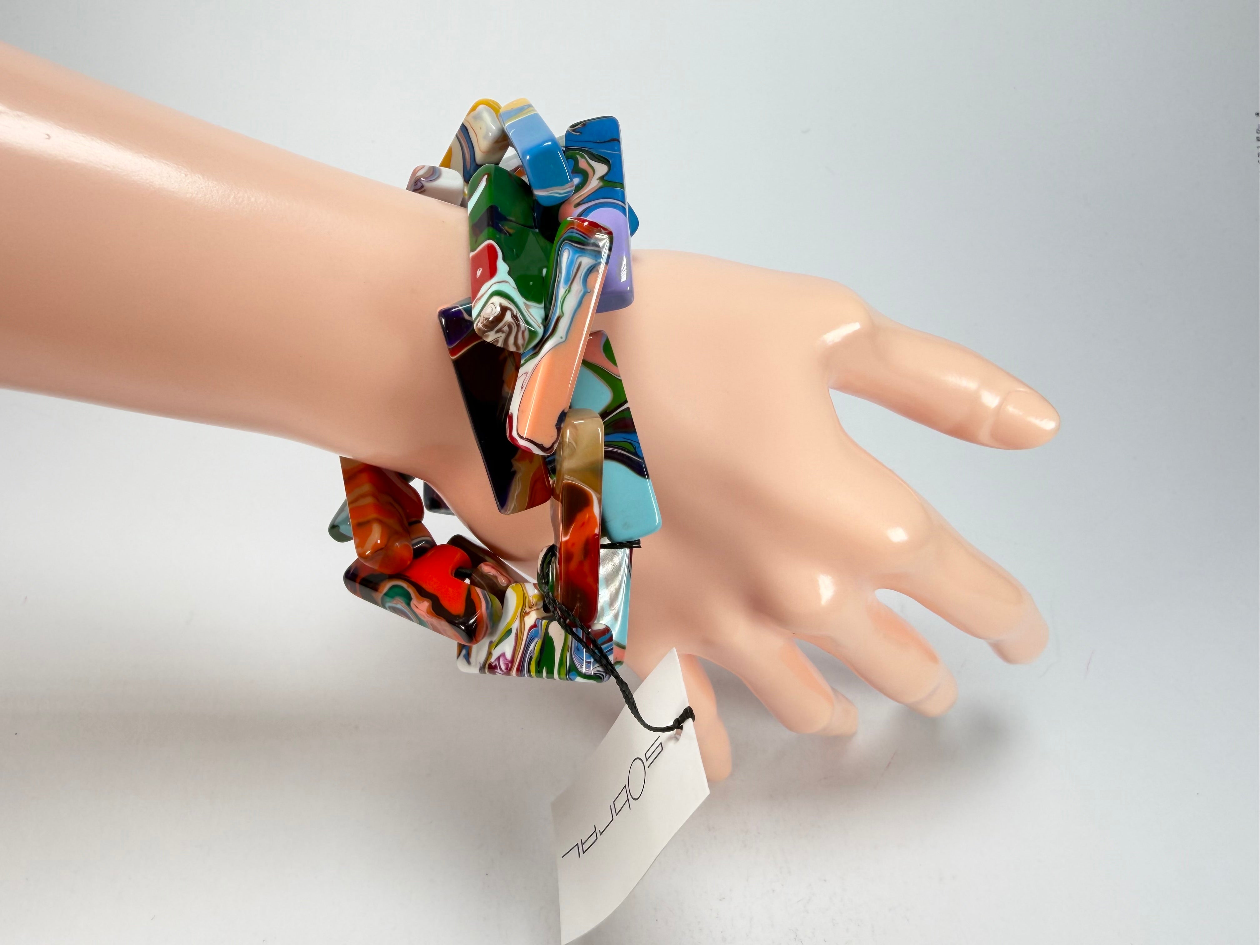Sobral - Multi-Colour "1WJP" Pollock Elasticated Resin Bracelet ( 003882 )