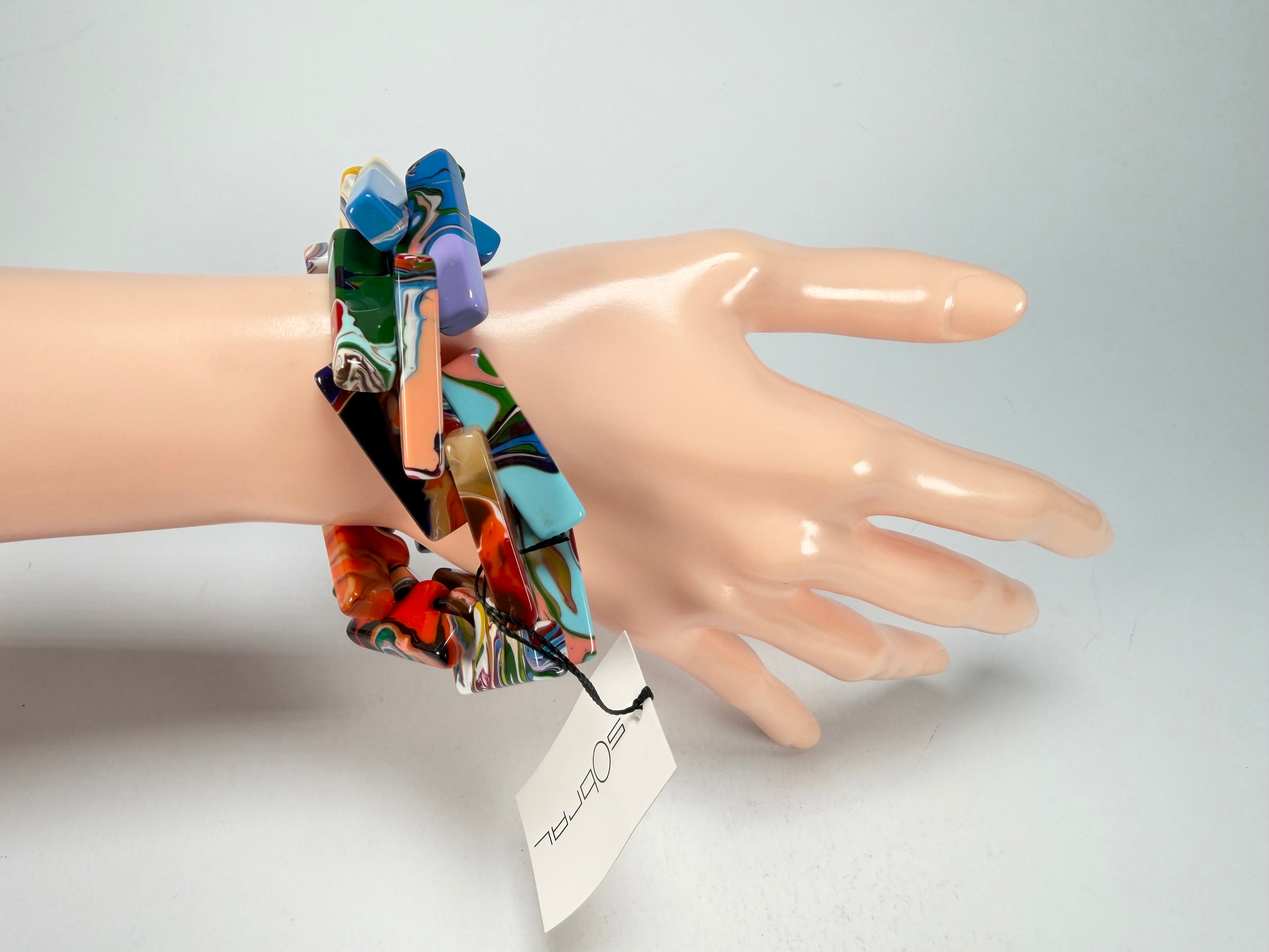 Sobral - Multi-Colour "1WJP" Pollock Elasticated Resin Bracelet ( 003882 )