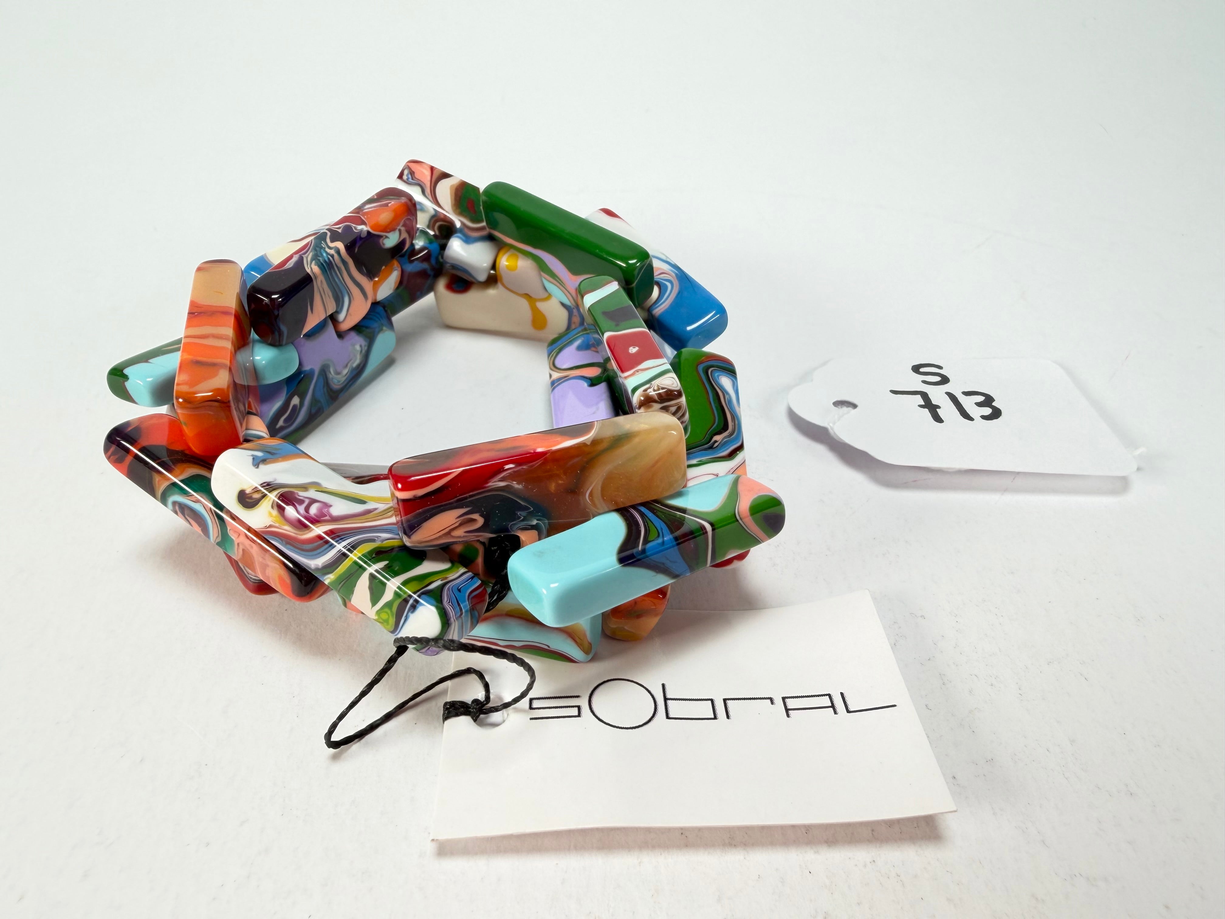 Sobral - Multi-Colour "1WJP" Pollock Elasticated Resin Bracelet ( 003882 )