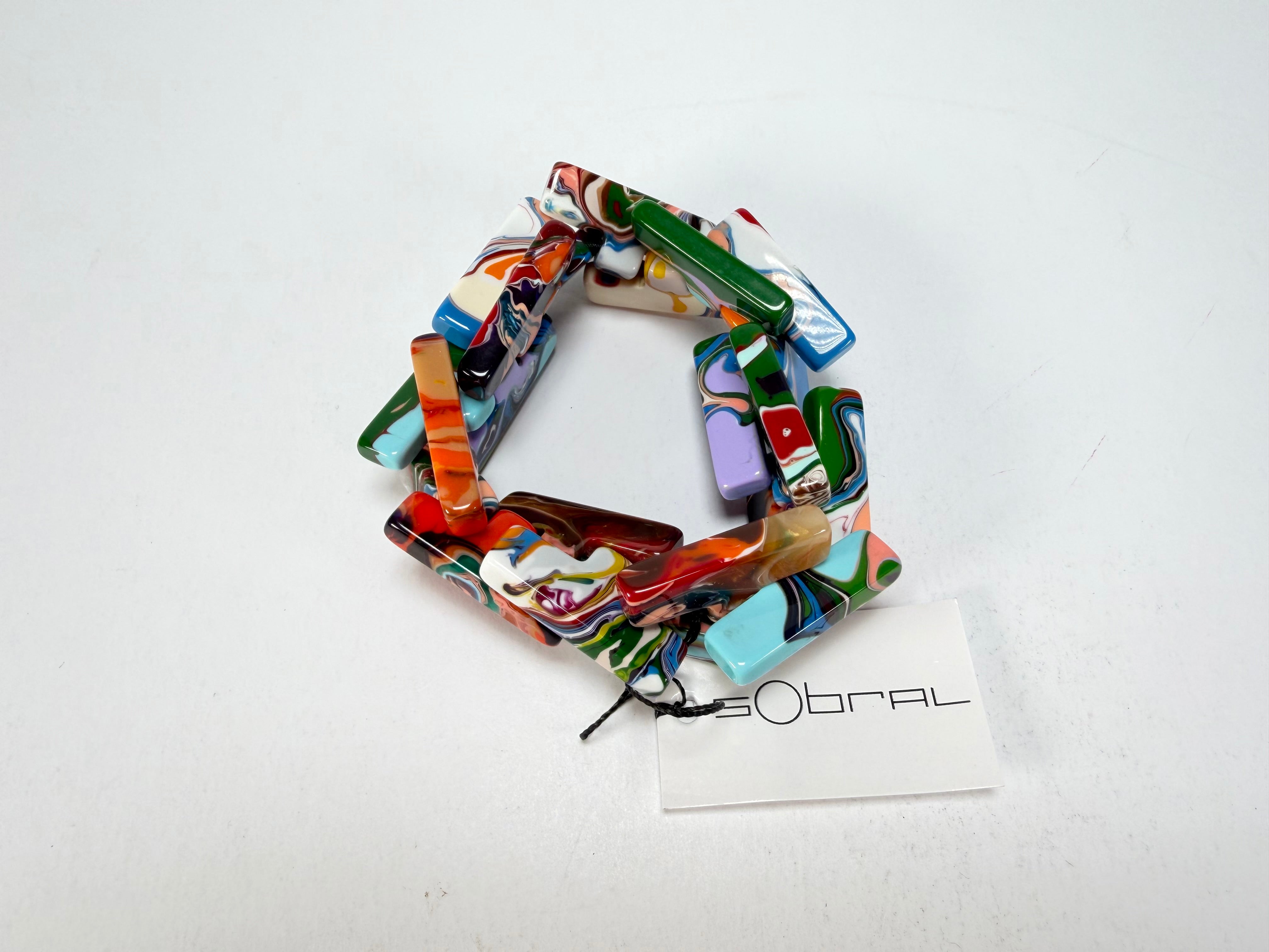 Sobral - Multi-Colour "1WJP" Pollock Elasticated Resin Bracelet ( 003882 )