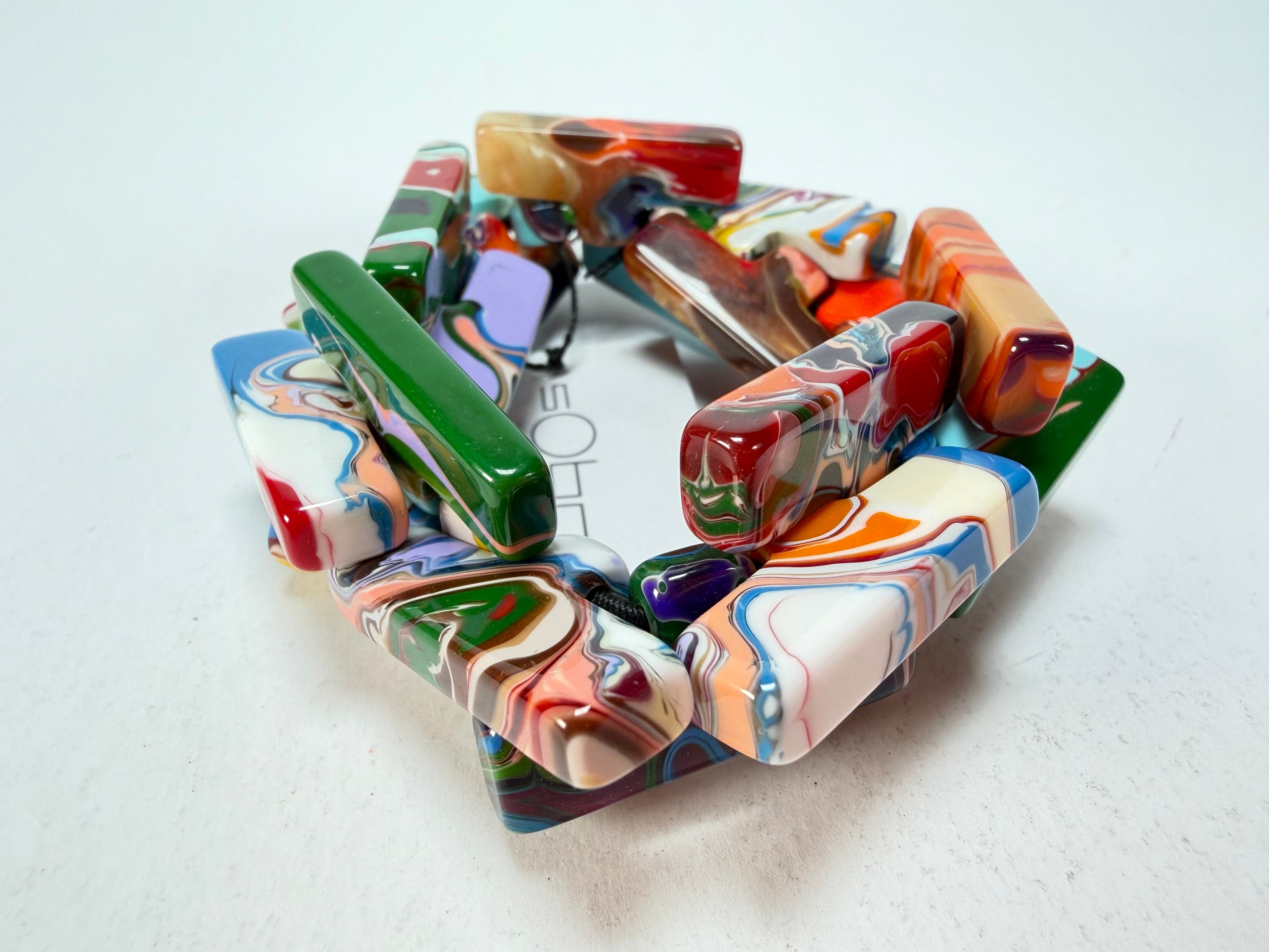 Sobral - Multi-Colour "1WJP" Pollock Elasticated Resin Bracelet ( 003882 )