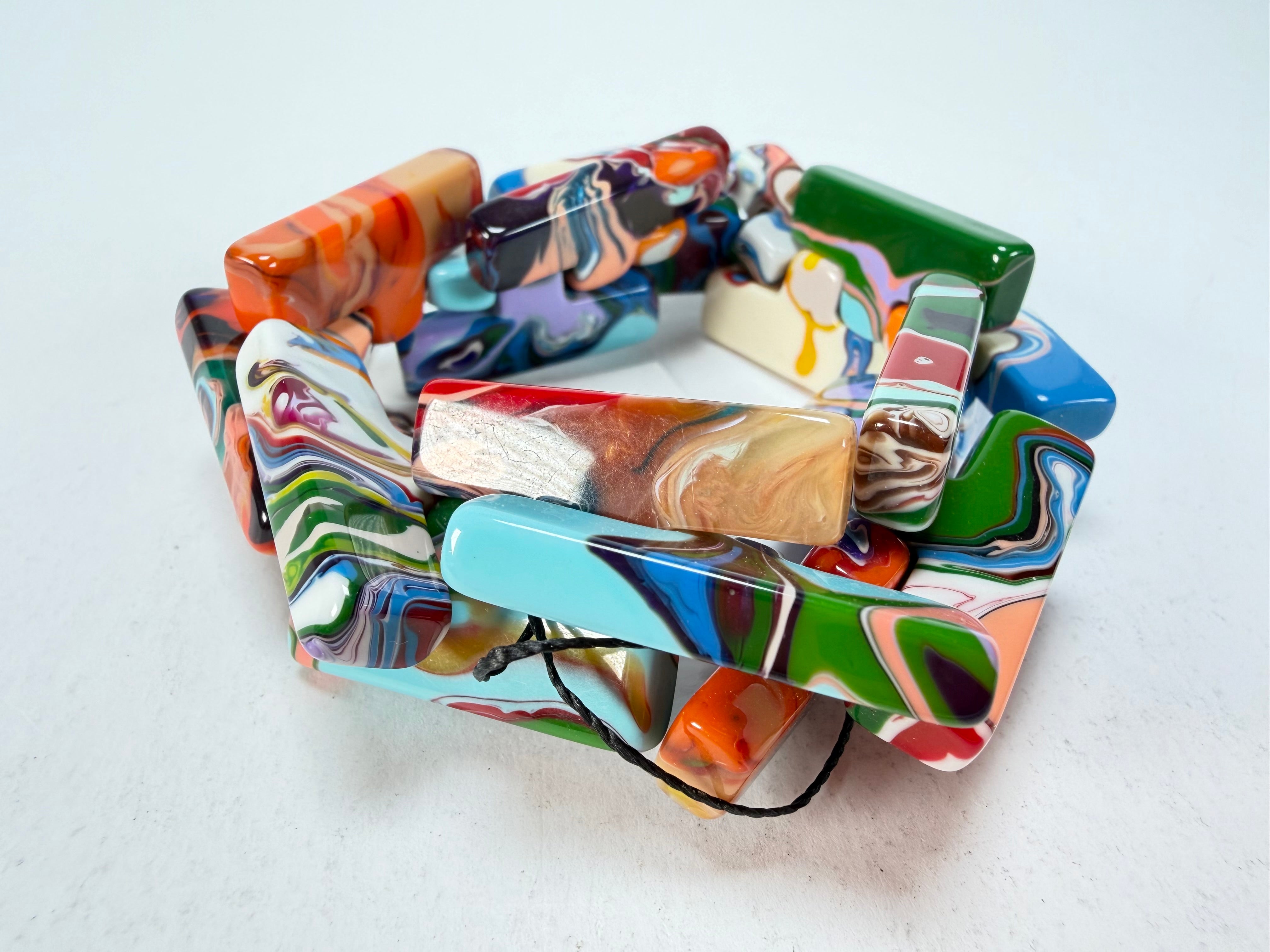 Sobral - Multi-Colour "1WJP" Pollock Elasticated Resin Bracelet ( 003882 )